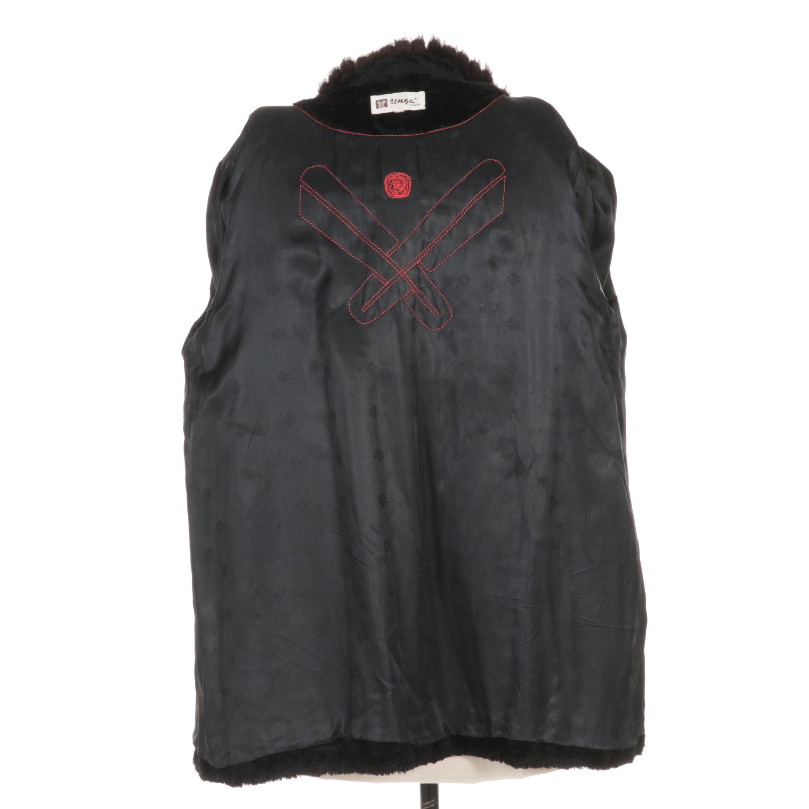 Faux Persian Lamb Jacket with Mink Fur Trim From Unga Fashion