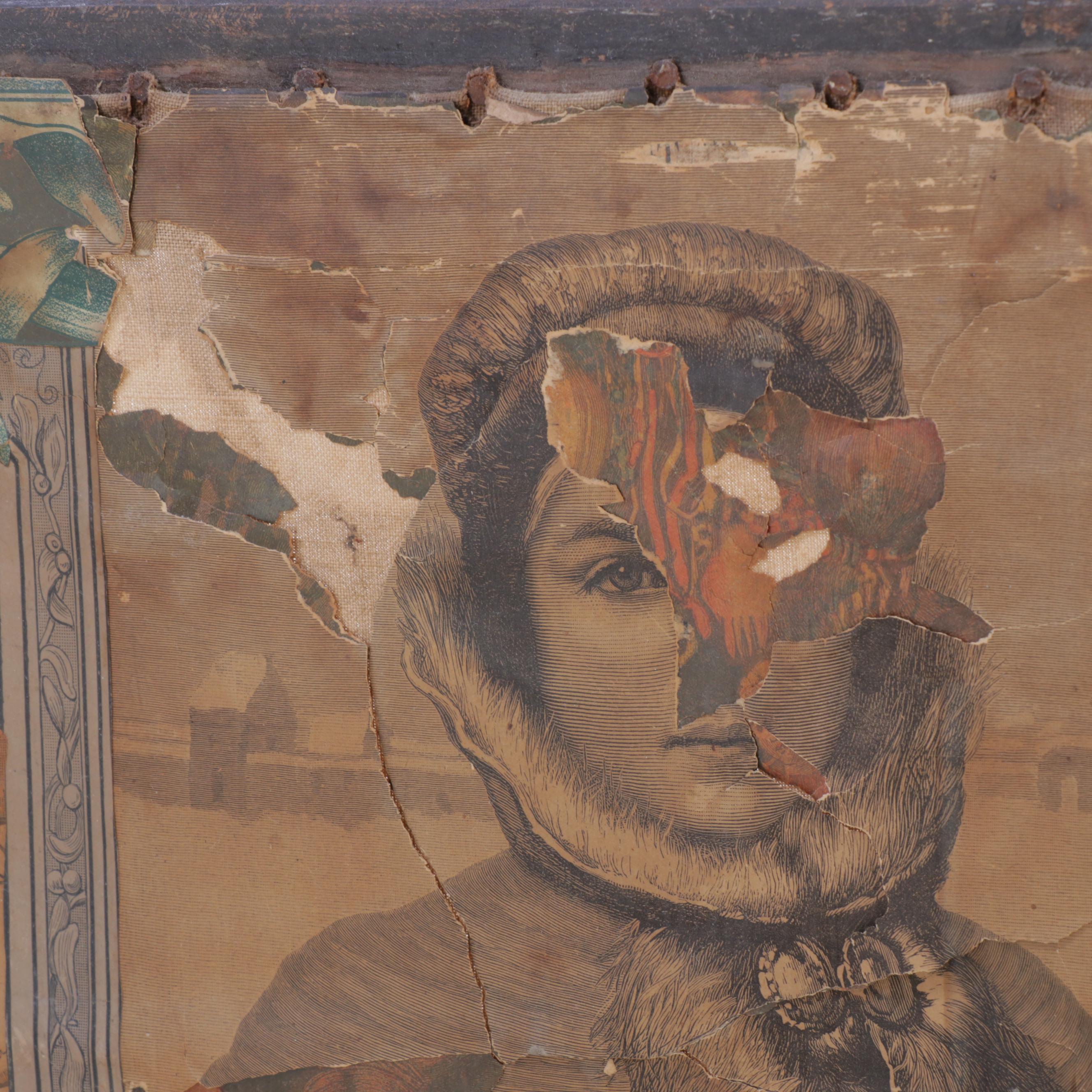 Victorian Canvas Room Screen Decoupaged with Various Victorian Prints