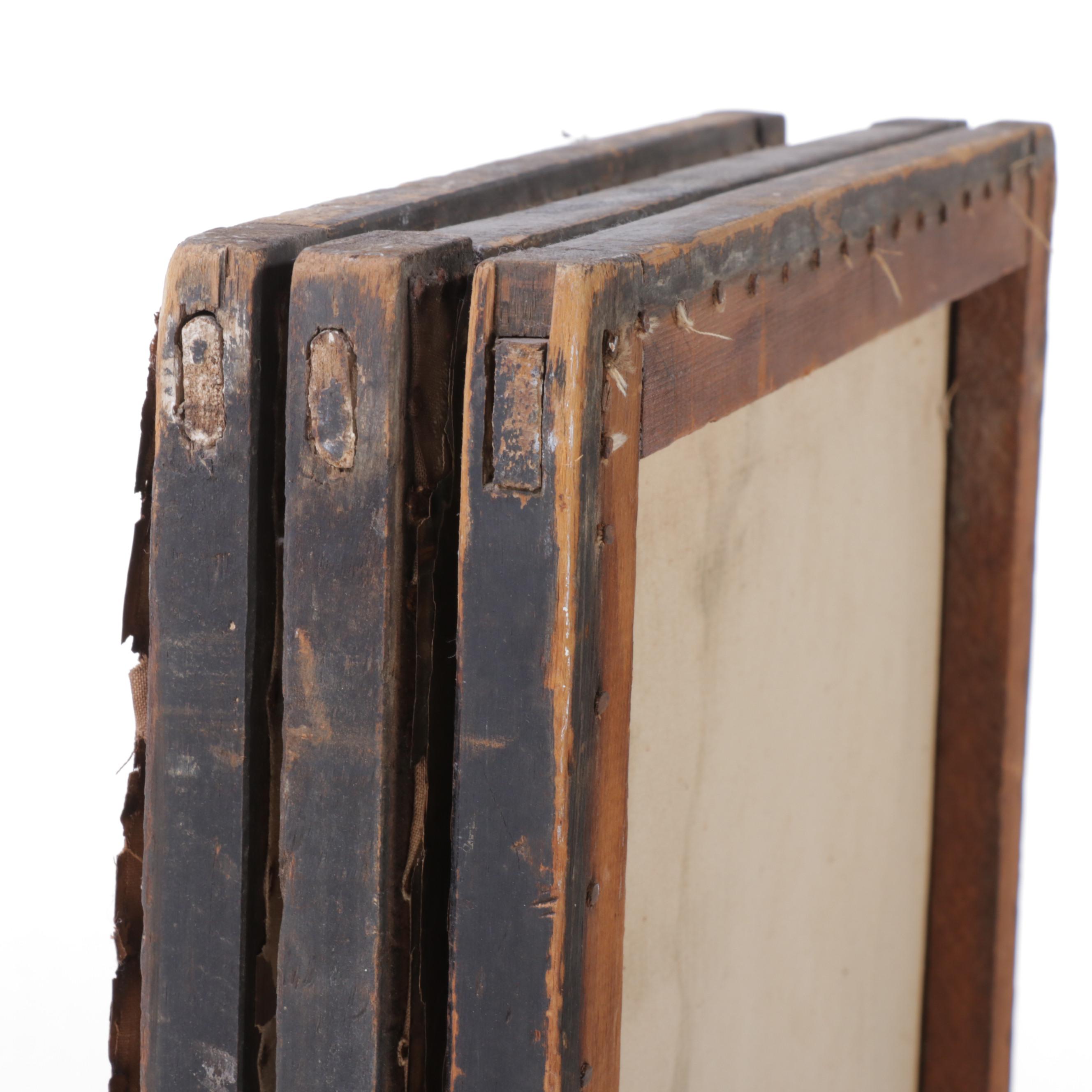 Victorian Canvas Room Screen Decoupaged with Various Victorian Prints