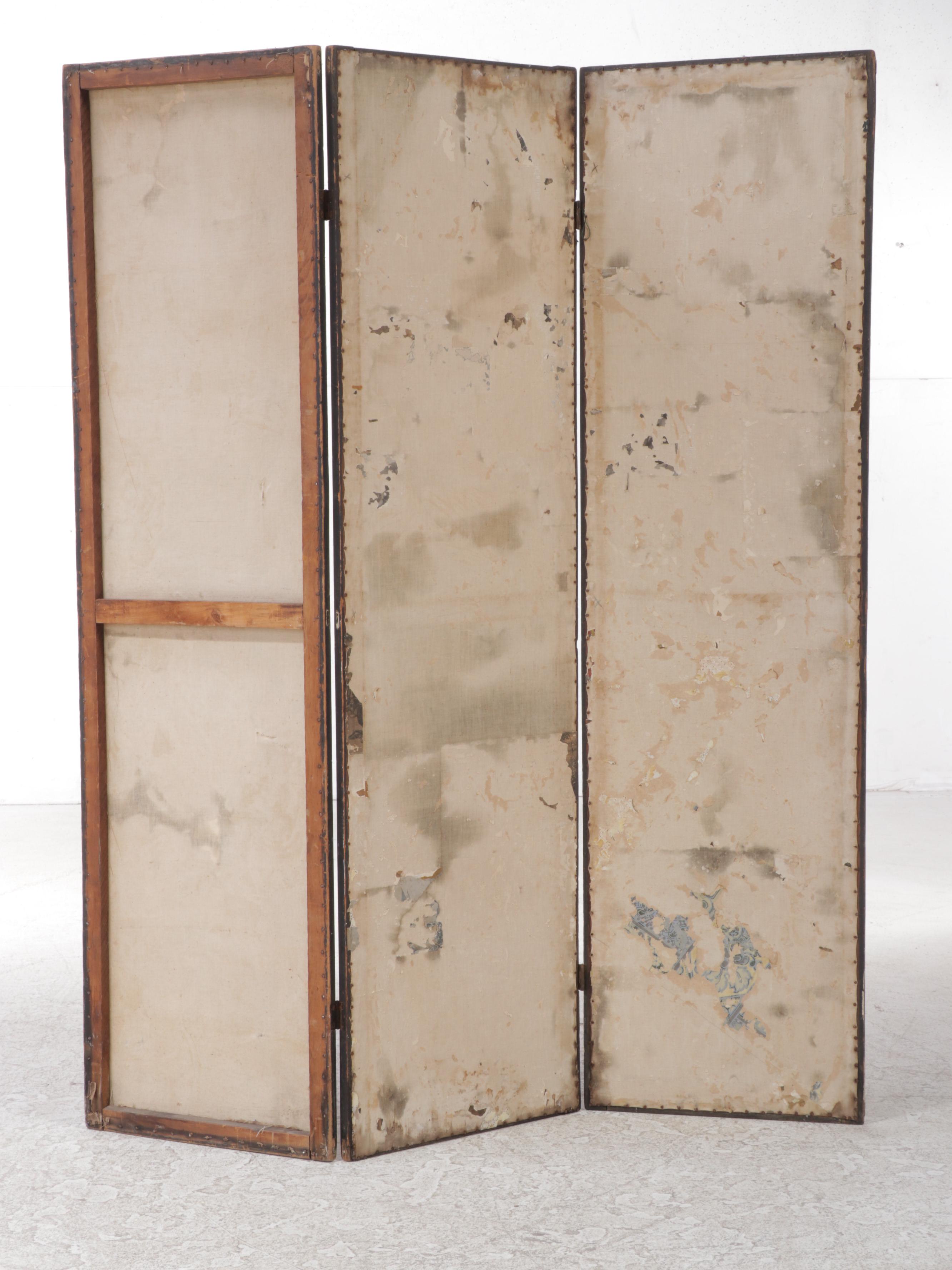 Victorian Canvas Room Screen Decoupaged with Various Victorian Prints