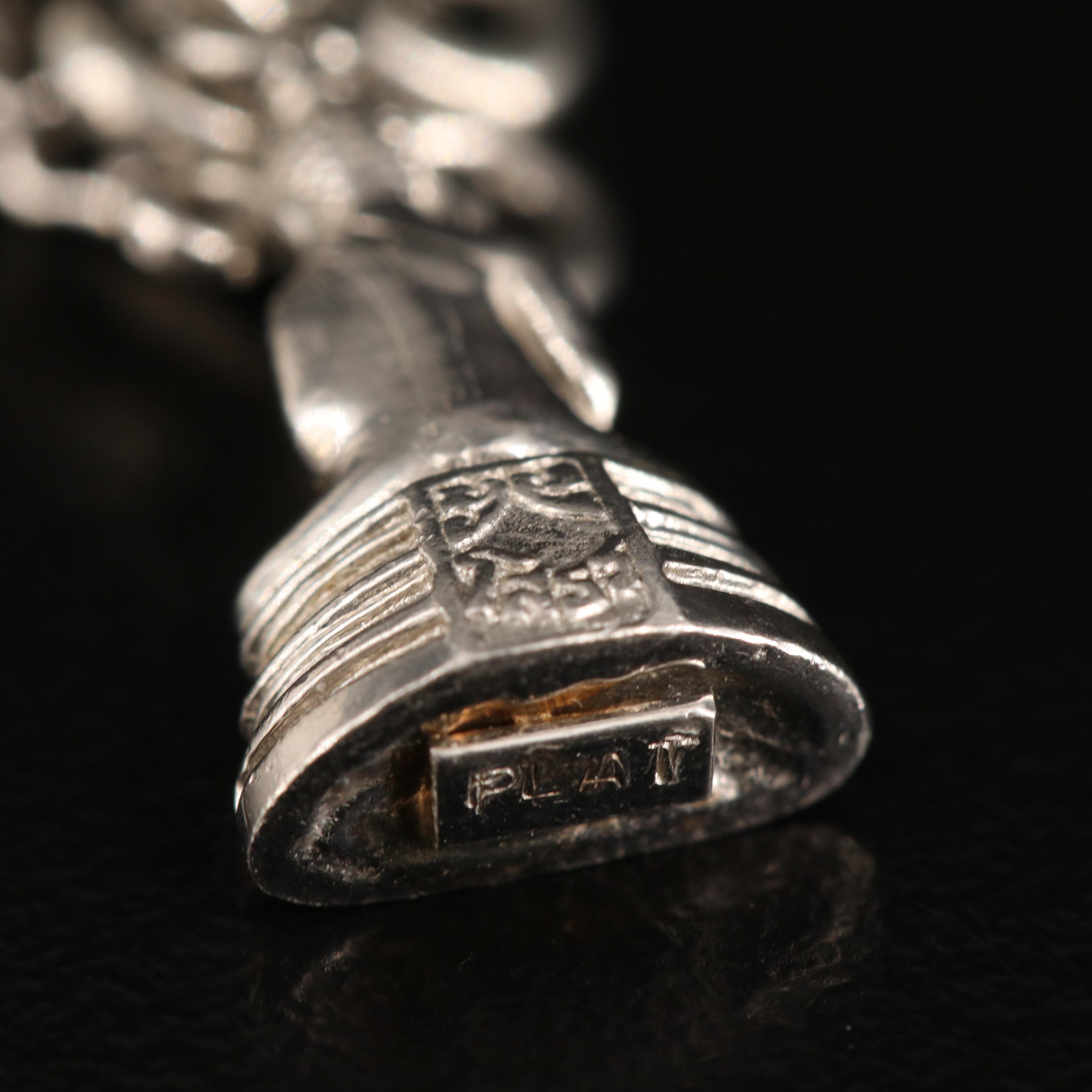 Platinum Seated Buddha on Baht Style Chain Bracelet