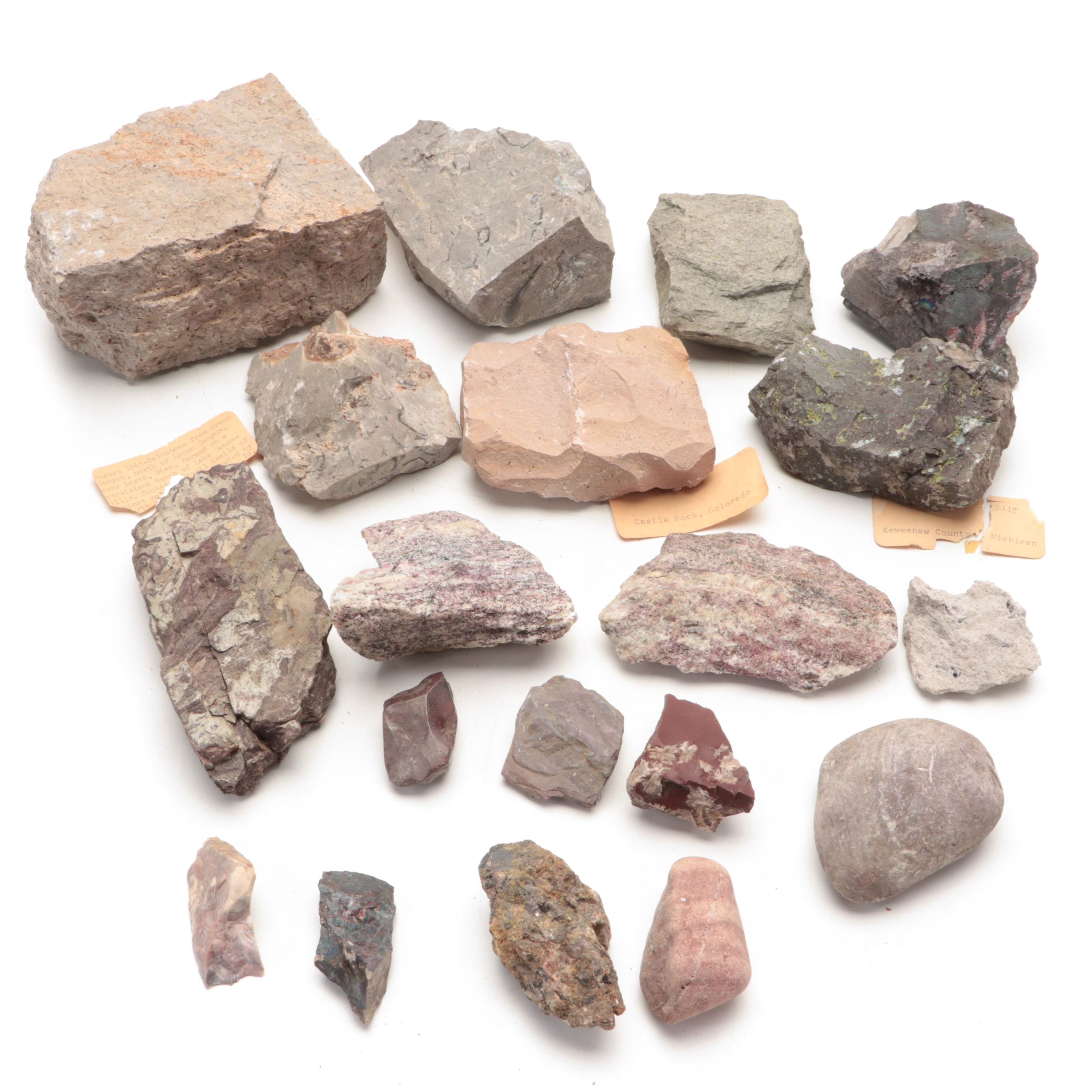 Rough Rhyolite, Dolostone, Basalt, and Other Mineral Specimens