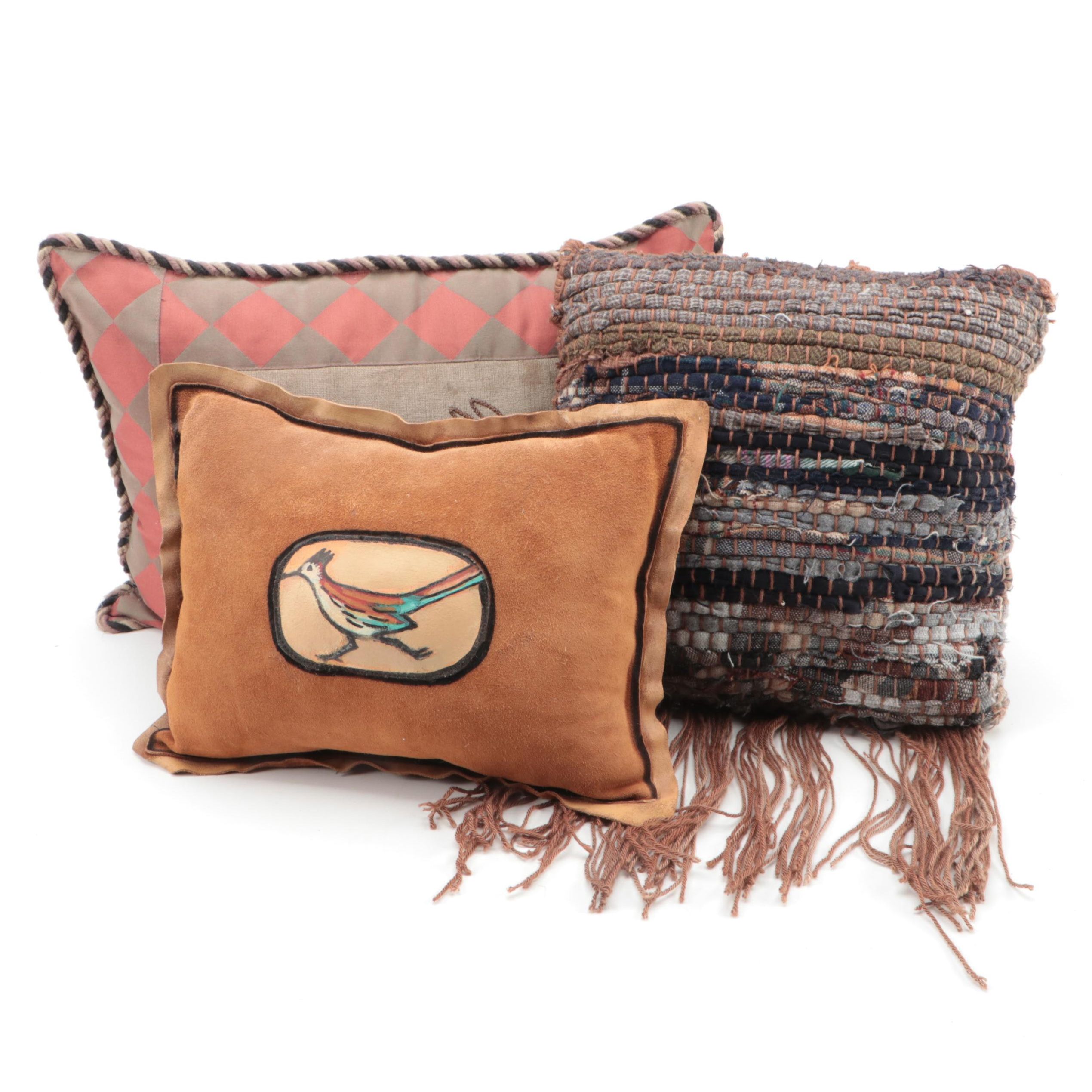 Suede, Rag Rug and Other Handcrafted Accent Pillows