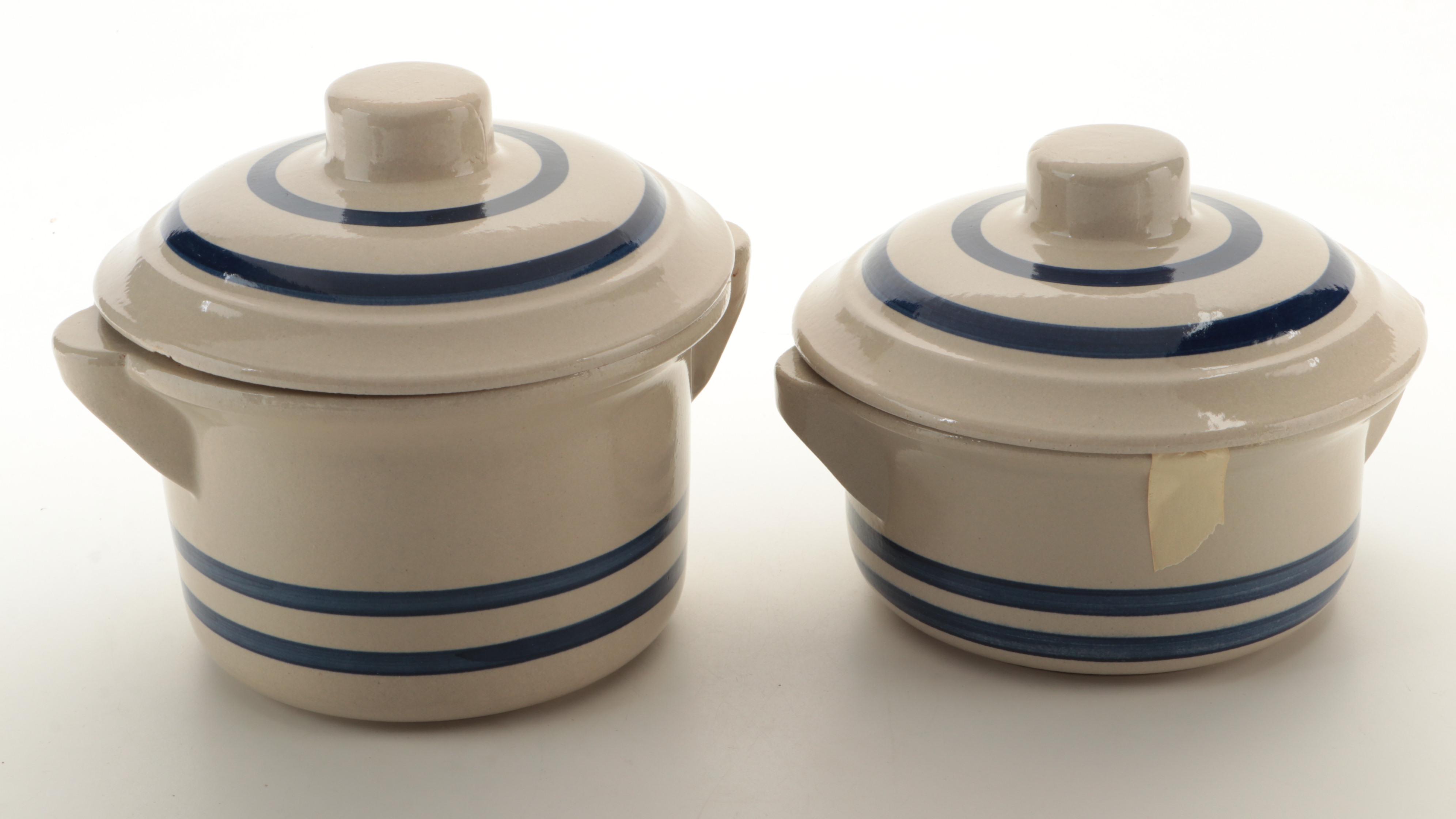 Robinson Ransbottom Pottery Blue Stripe and Other Ohio Pottery Kitchenware