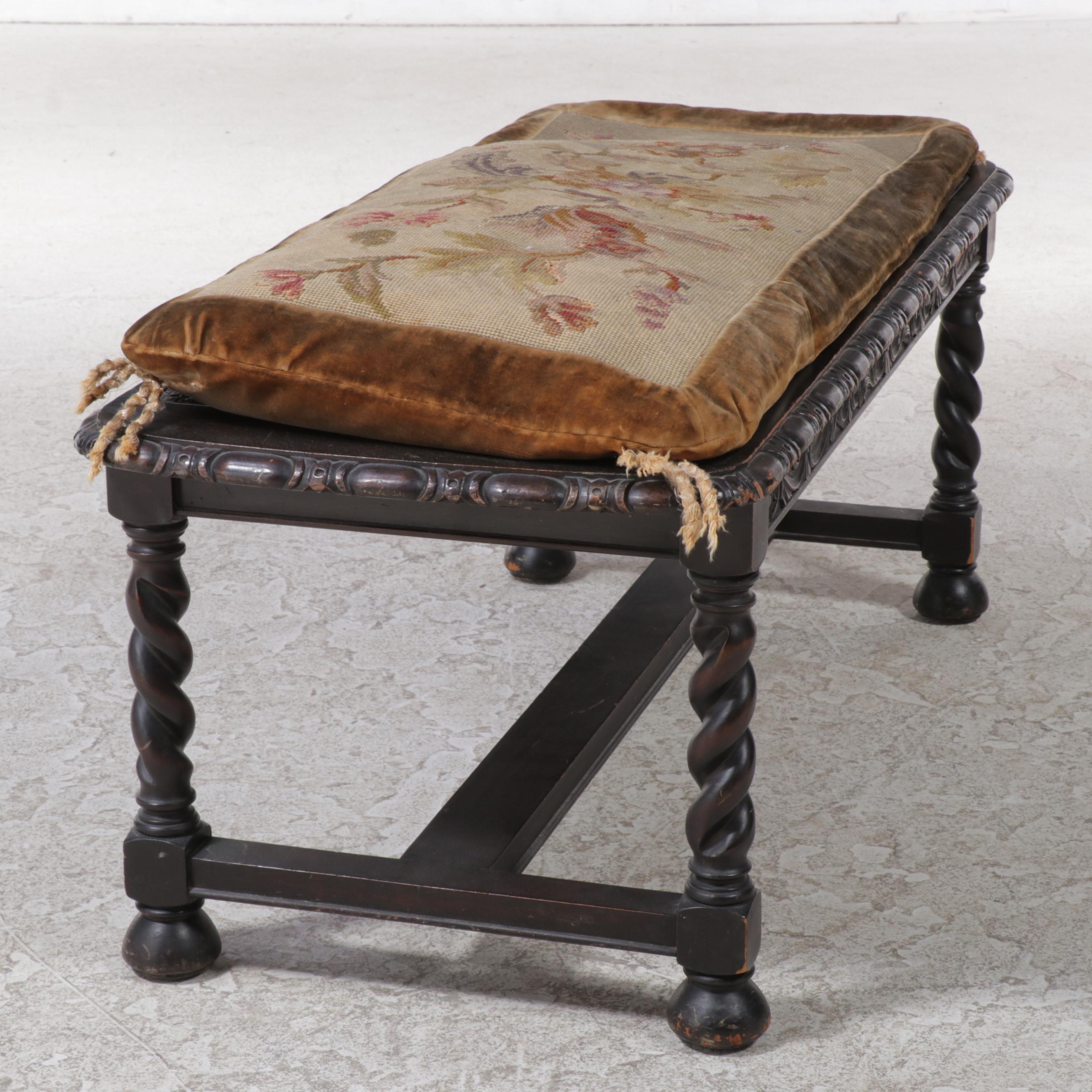 Henshaw's Furniture Jacobean Style Walnut Bench, Early to Mid 20th Century