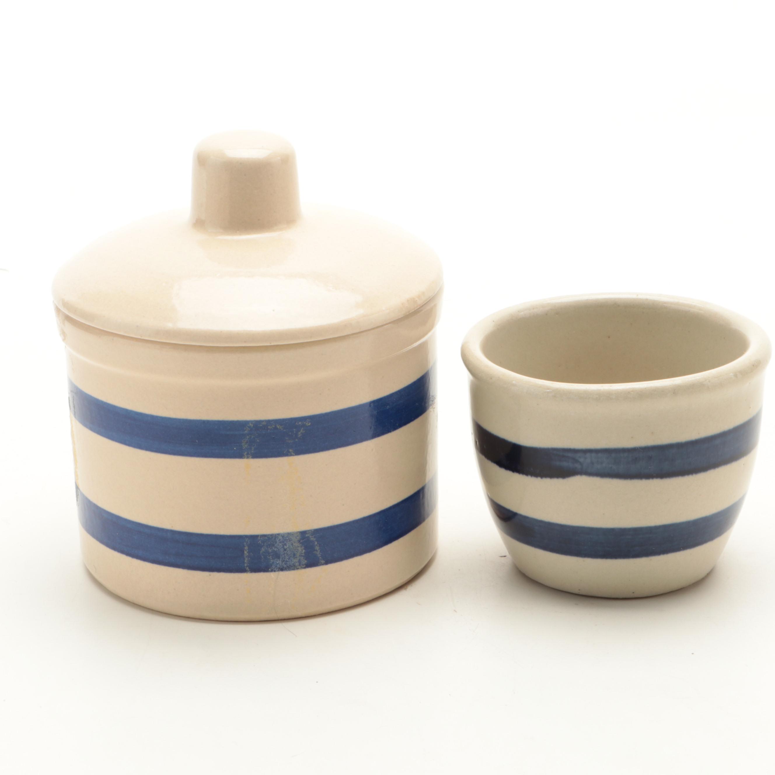 Robinson Ransbottom Pottery Blue Stripe and Other Ohio Pottery Kitchenware