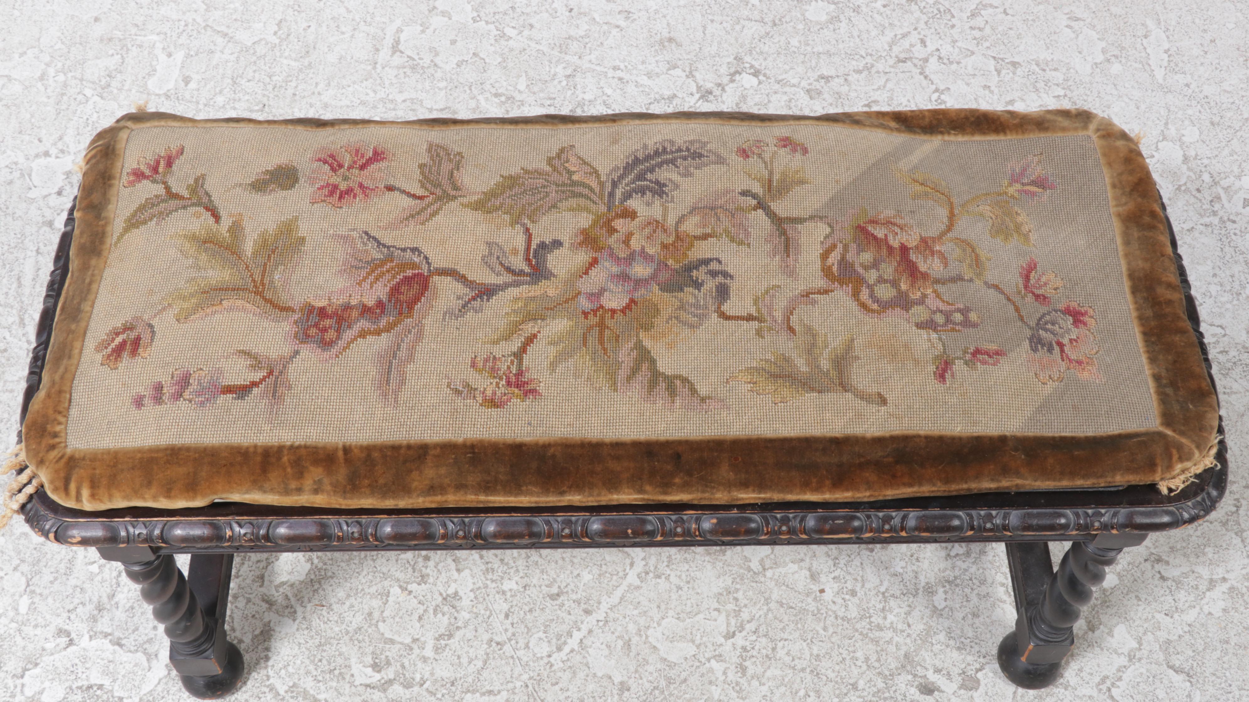 Henshaw's Furniture Jacobean Style Walnut Bench, Early to Mid 20th Century