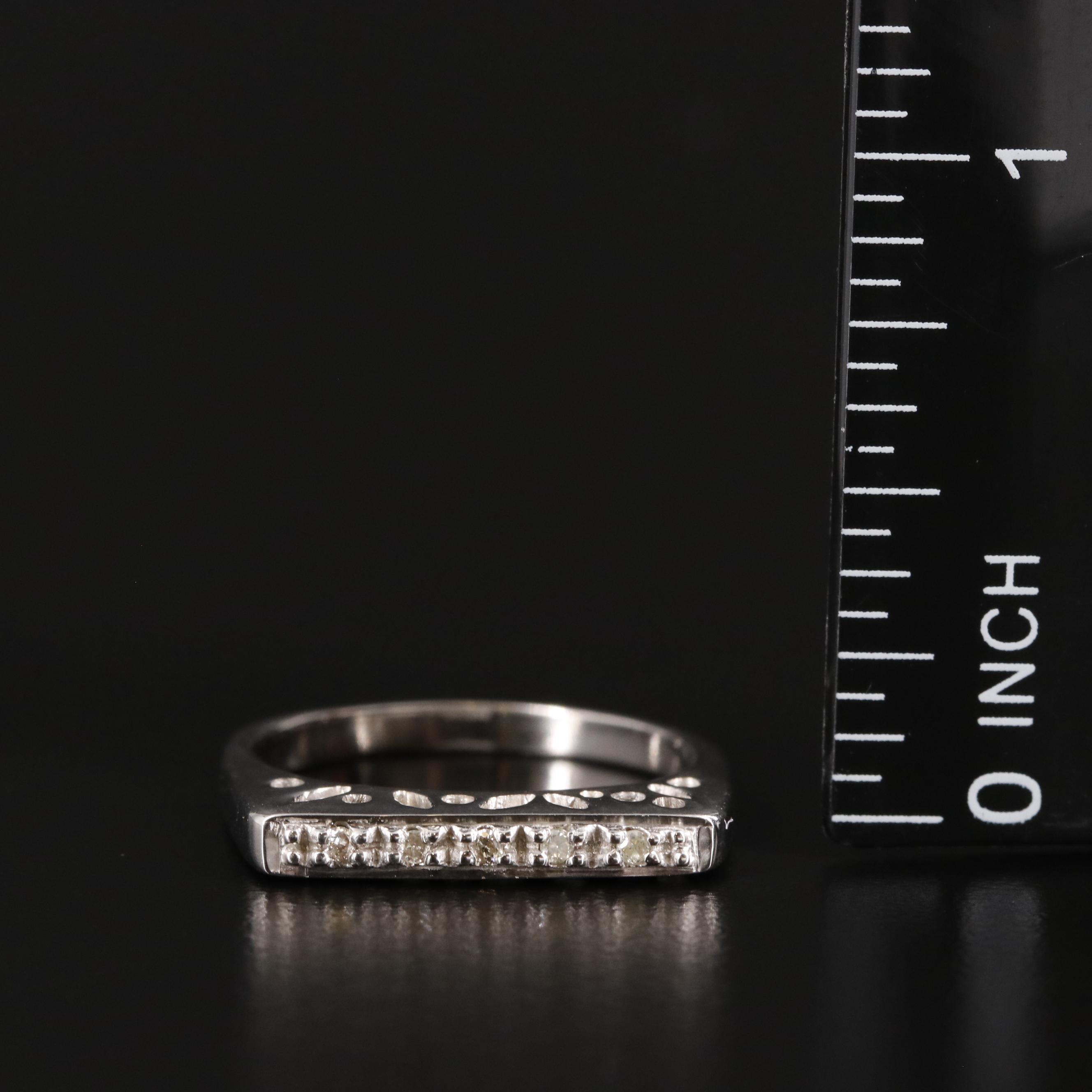 Sterling Diamond Bar Ring