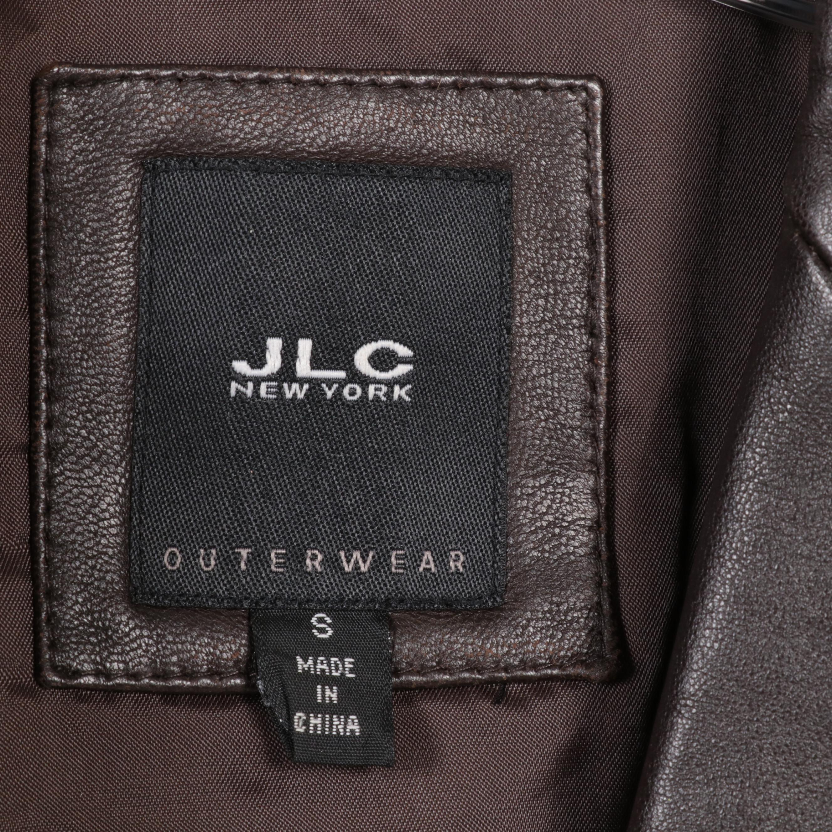 JLC New York Brown and Black Leather Jackets with Bernardo Blue Suede Jacket