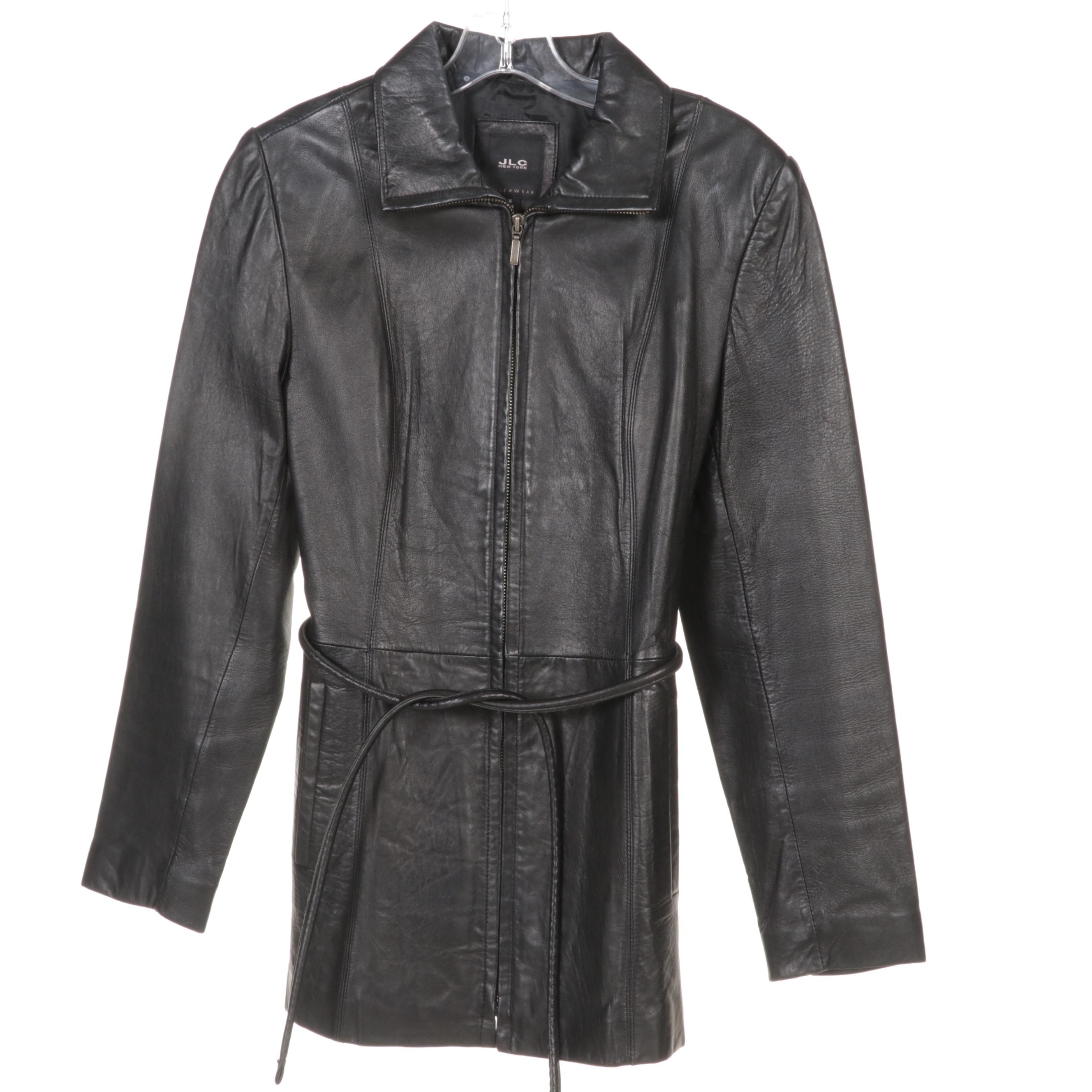 JLC New York Brown and Black Leather Jackets with Bernardo Blue Suede Jacket
