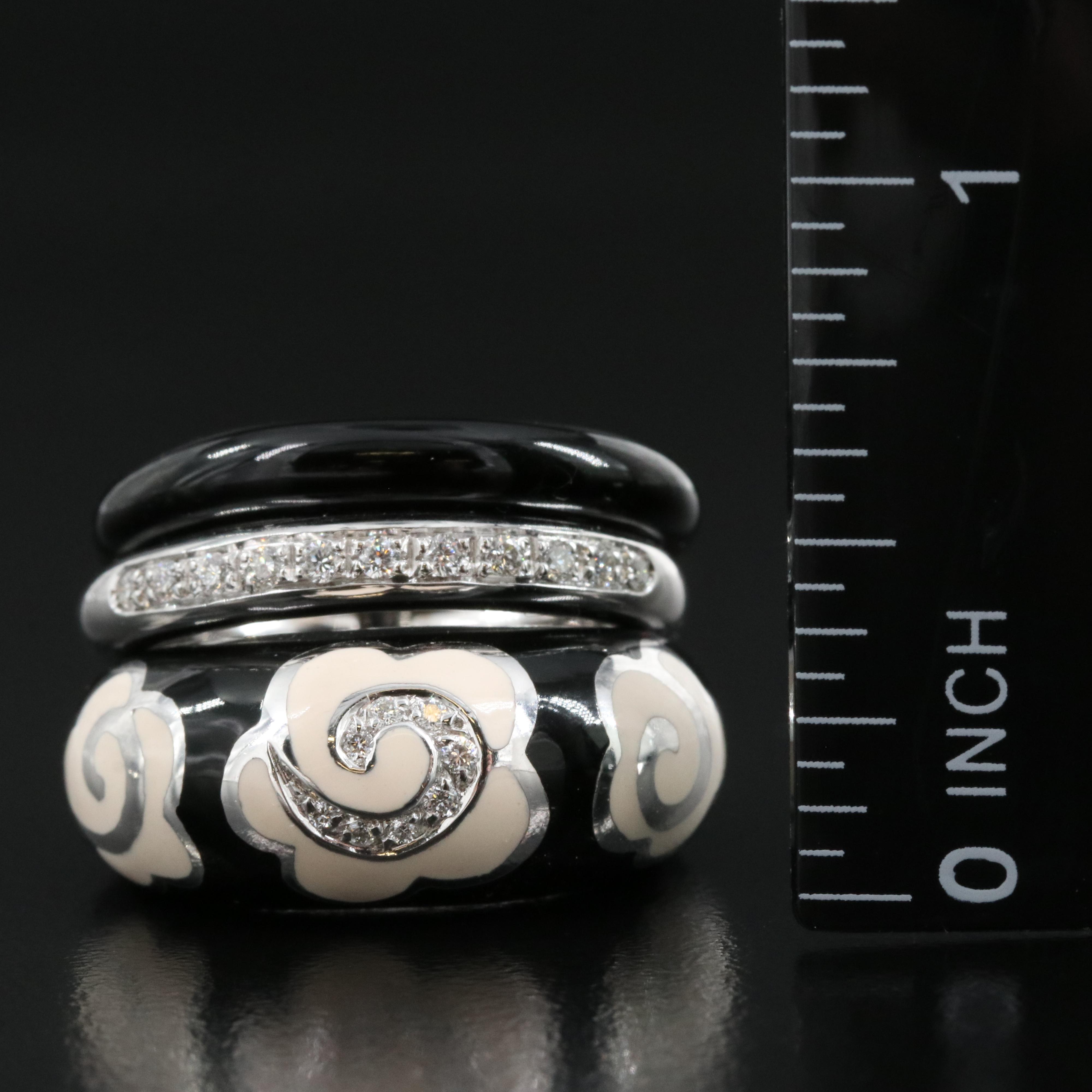 La Nouvelle Bague 18K Diamond and Enamel Trio Ring