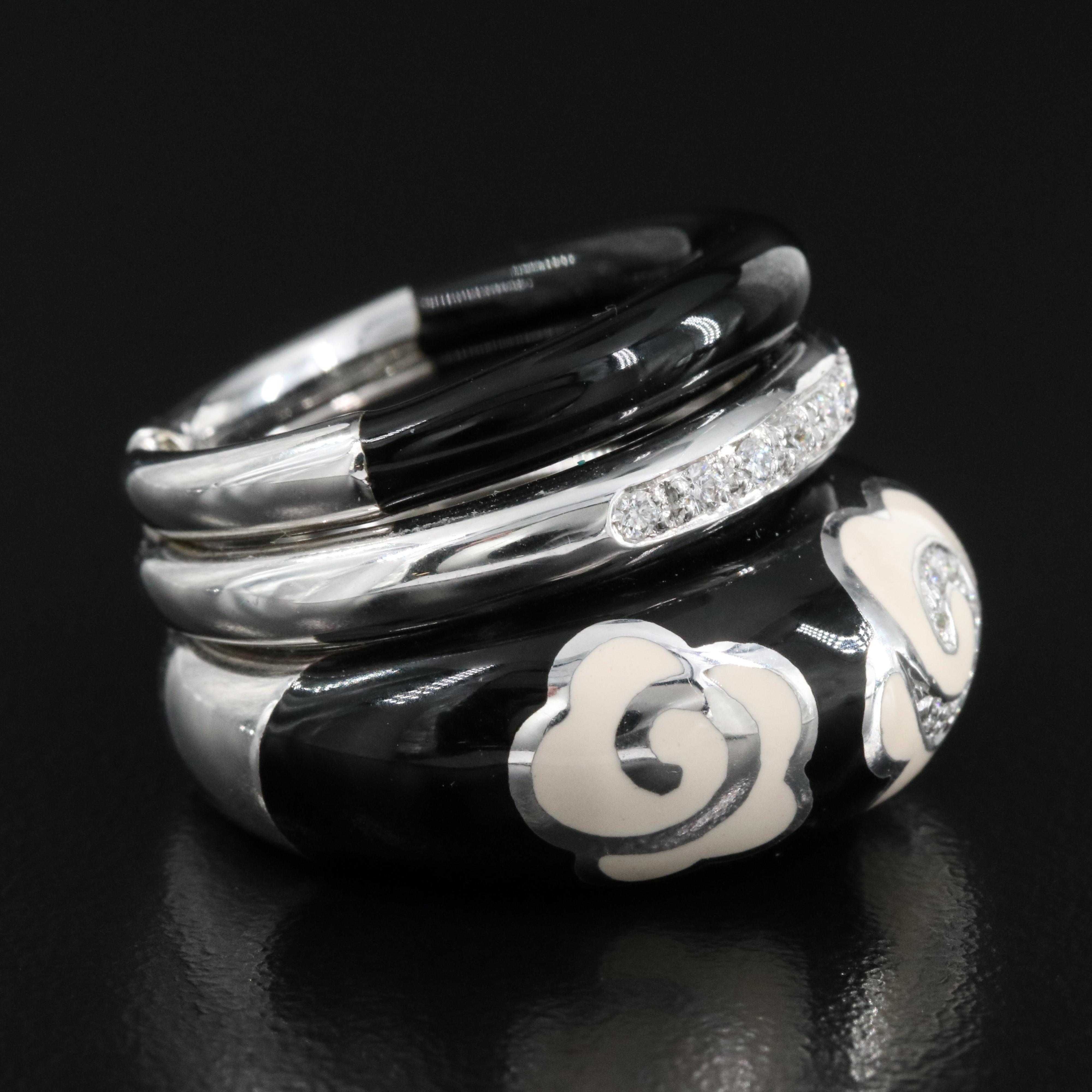 La Nouvelle Bague 18K Diamond and Enamel Trio Ring