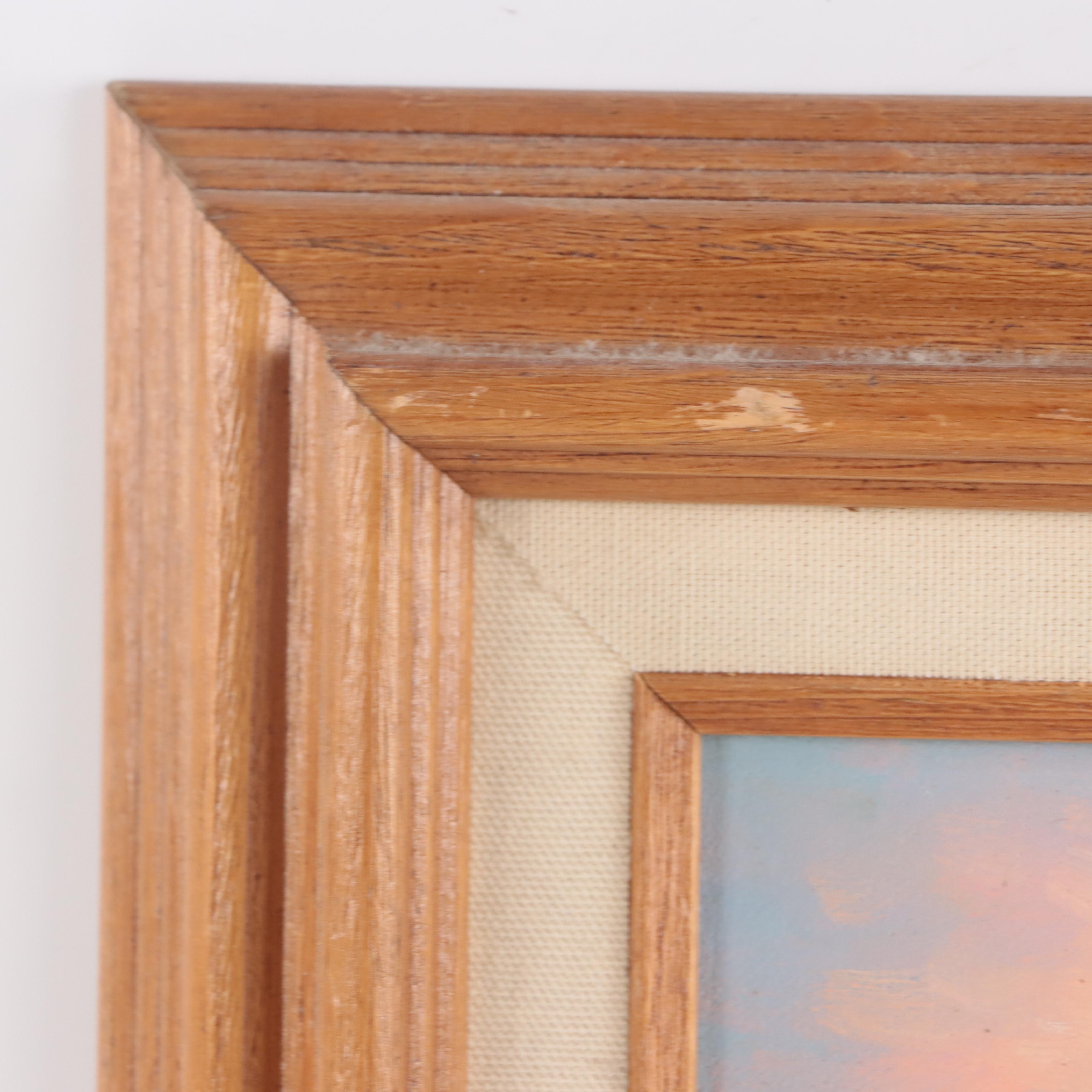 W. Sherman Sunset Harbor Scene Oil Painting