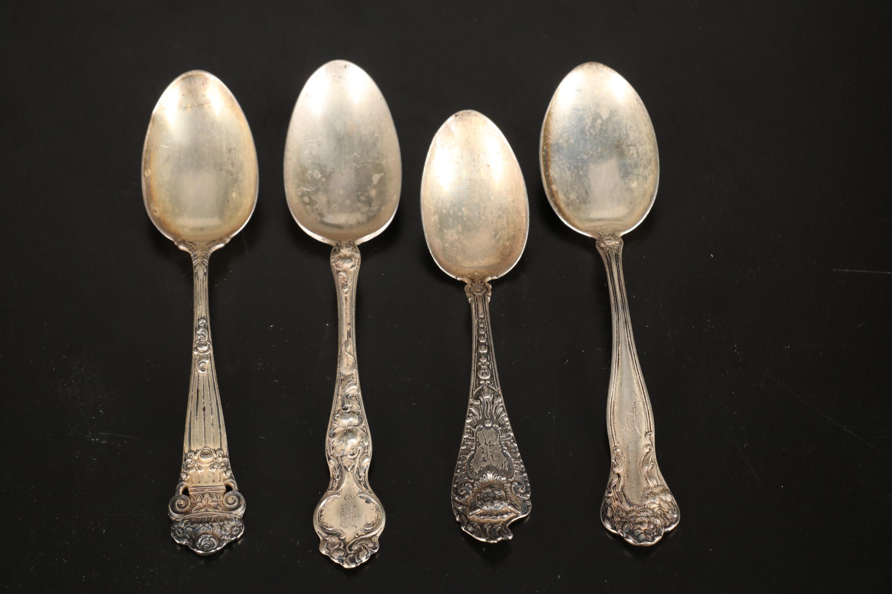 Sterling Silver Sugar, Souvenir, and Teaspoons With 875 Silver Cloisonne Spoons
