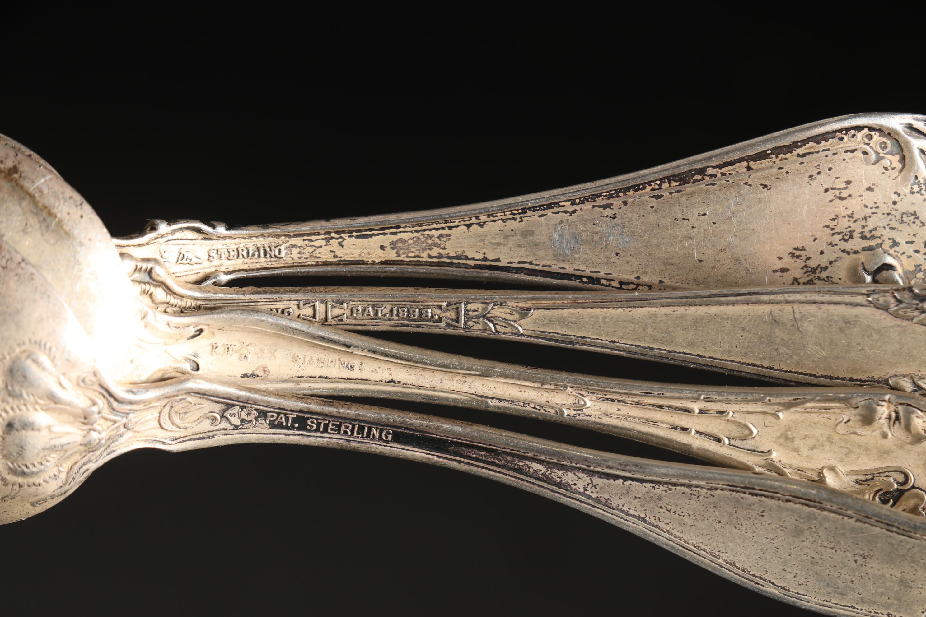 Sterling Silver Sugar, Souvenir, and Teaspoons With 875 Silver Cloisonne Spoons