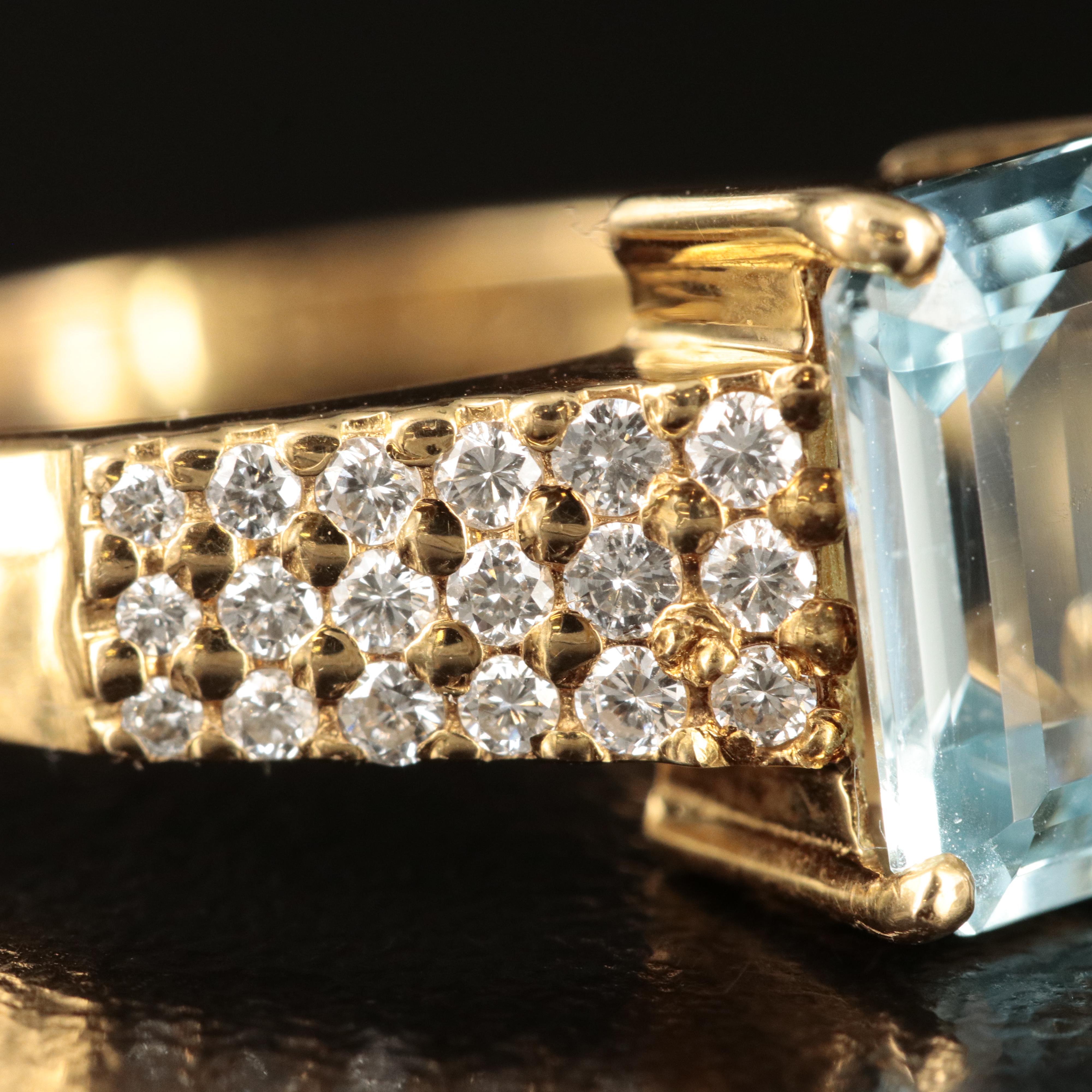 H. Stern 18K Aquamarine and Diamond Ring