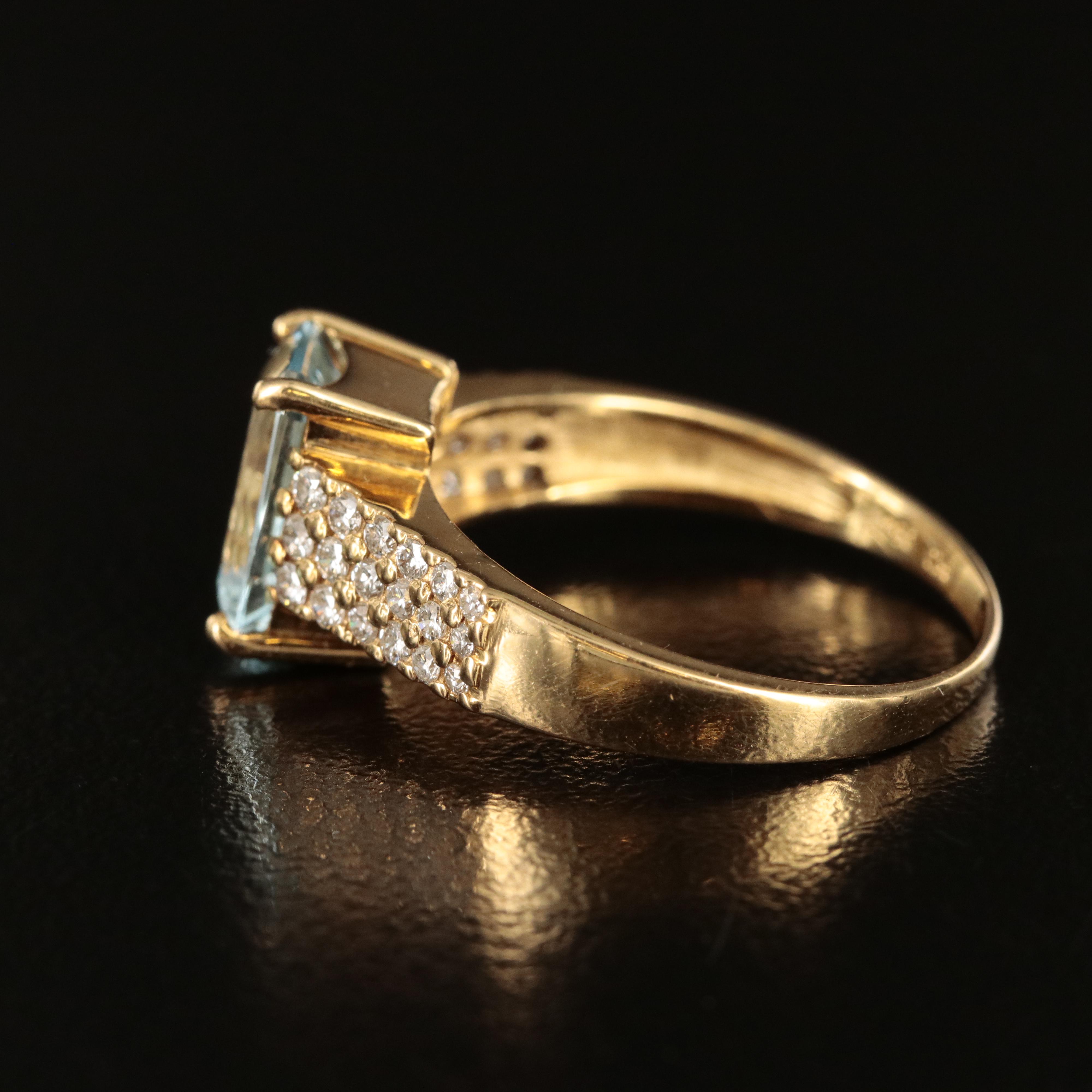 H. Stern 18K Aquamarine and Diamond Ring