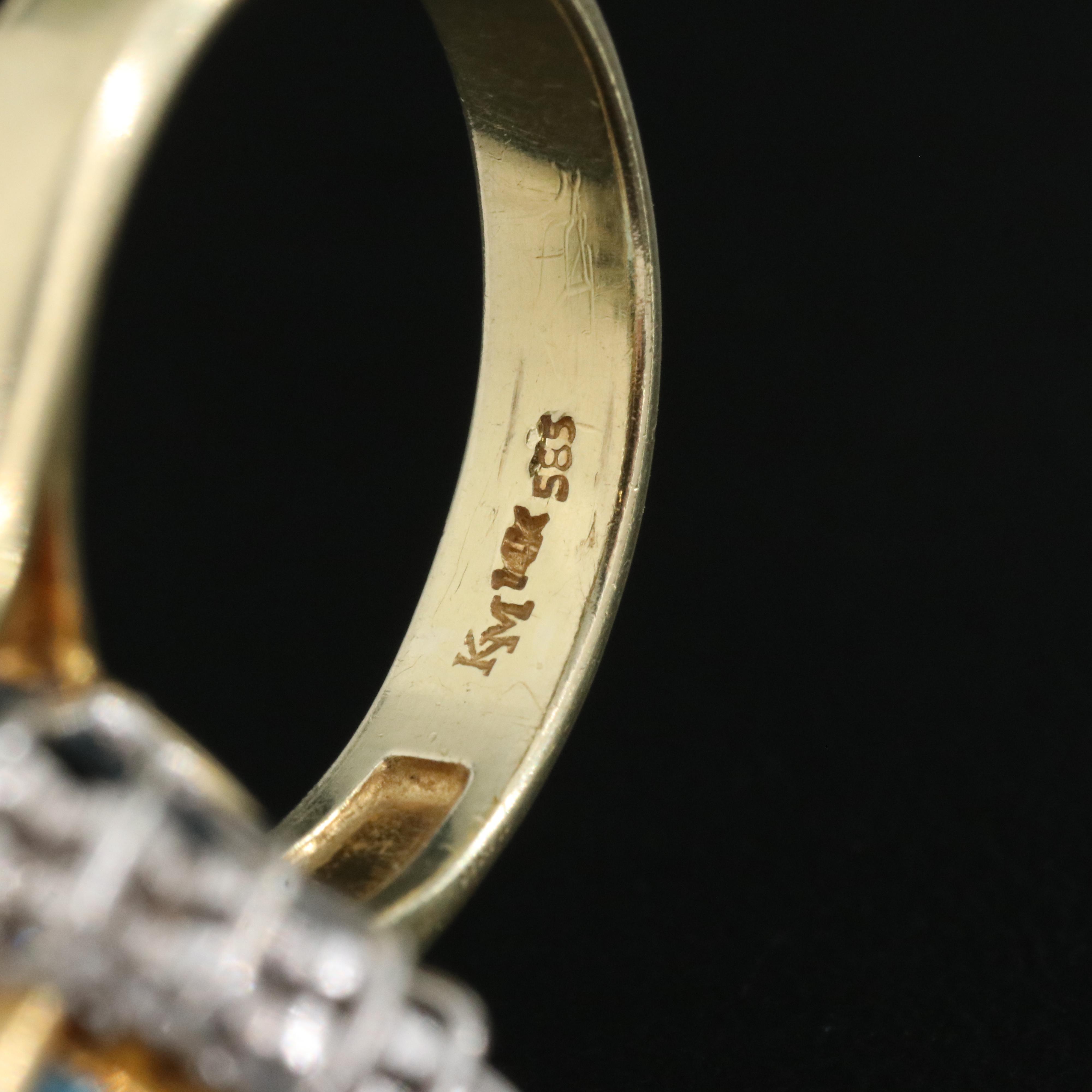 14K 12.48 CT Aquamarine and Diamond Ring