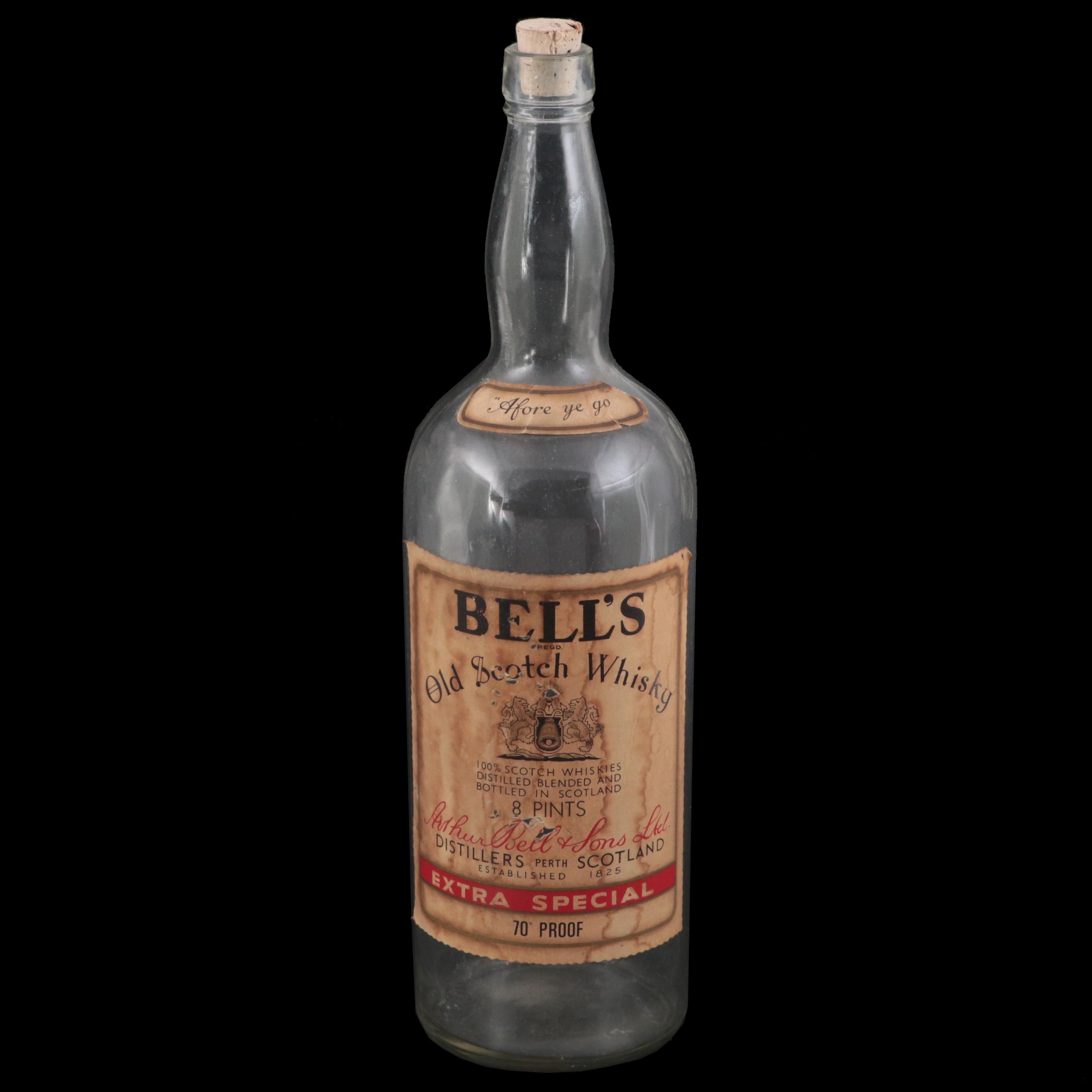 Arthur Bell & Sons Old Scotch Whisky Glass Bottle, Mid to Late 20th Century