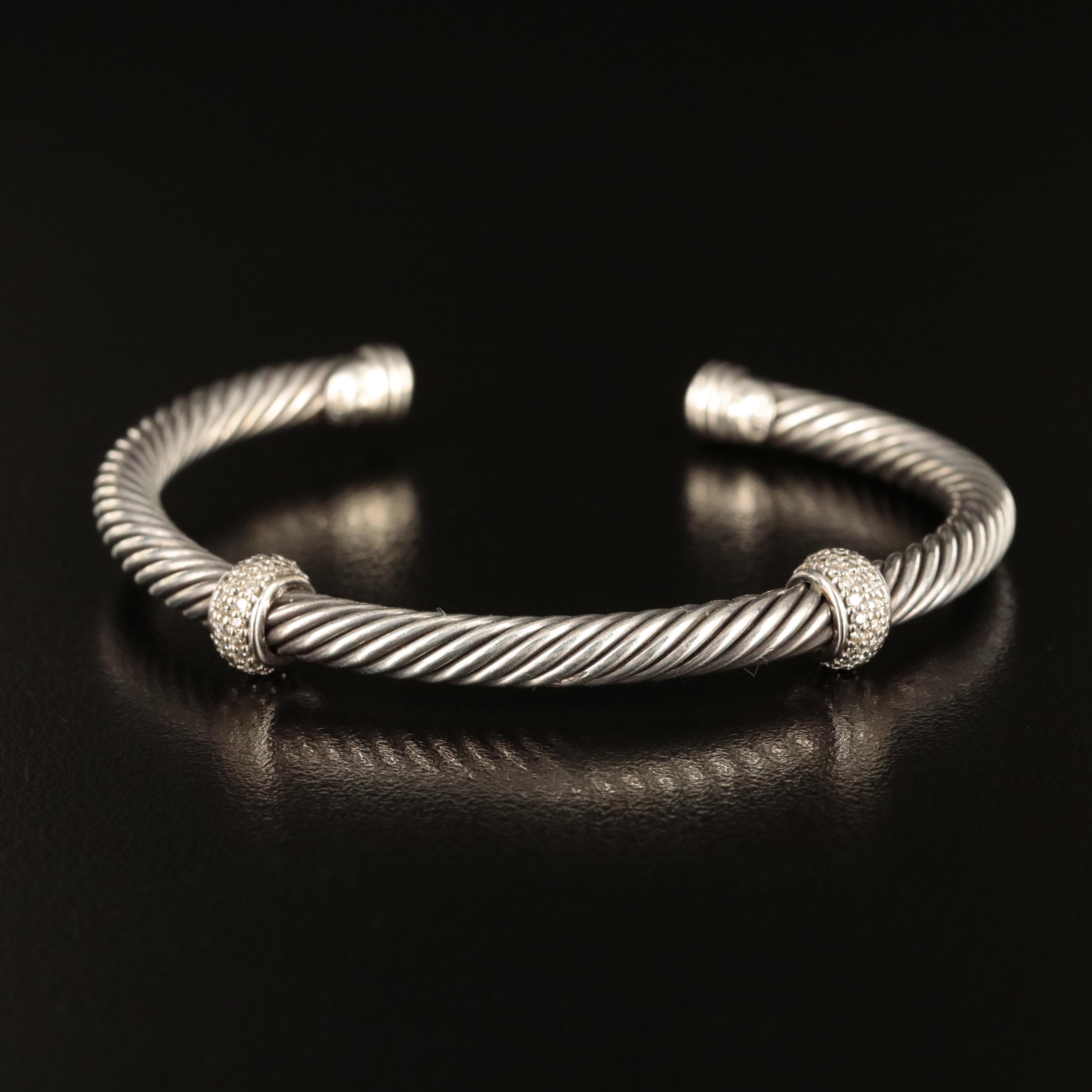 David Yurman Sterling Classic Cable Cuff with 14K Accent
