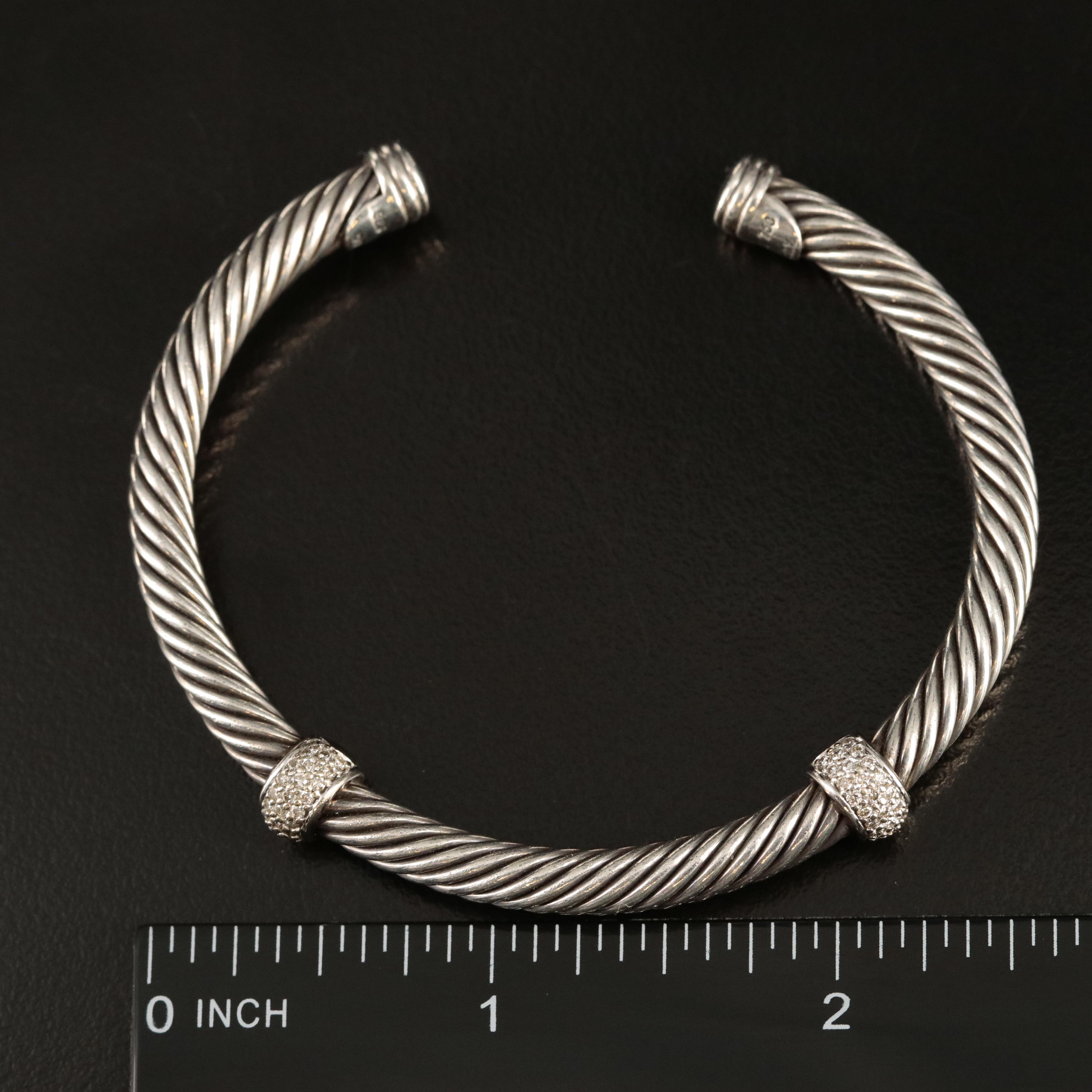 David Yurman Sterling Classic Cable Cuff with 14K Accent