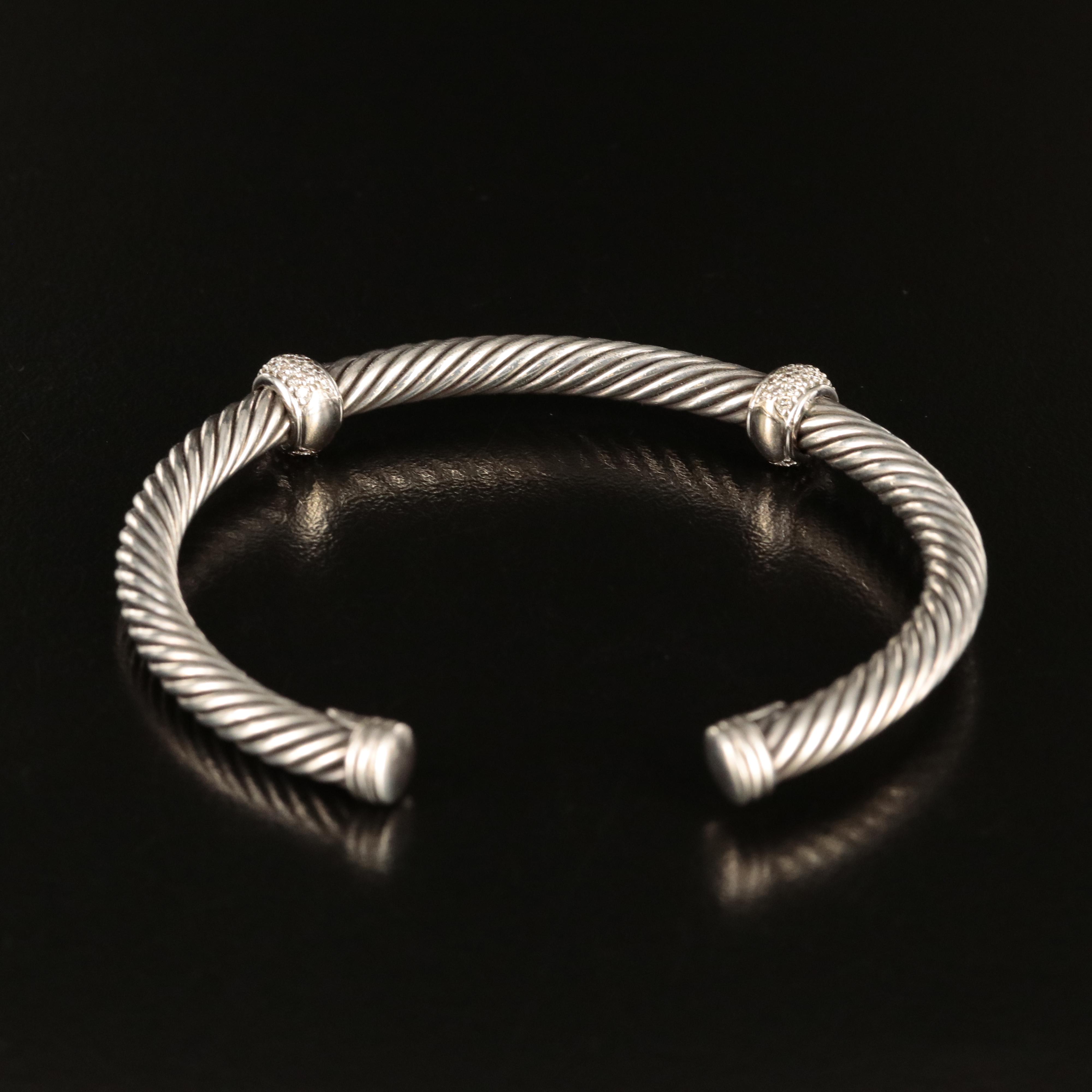 David Yurman Sterling Classic Cable Cuff with 14K Accent