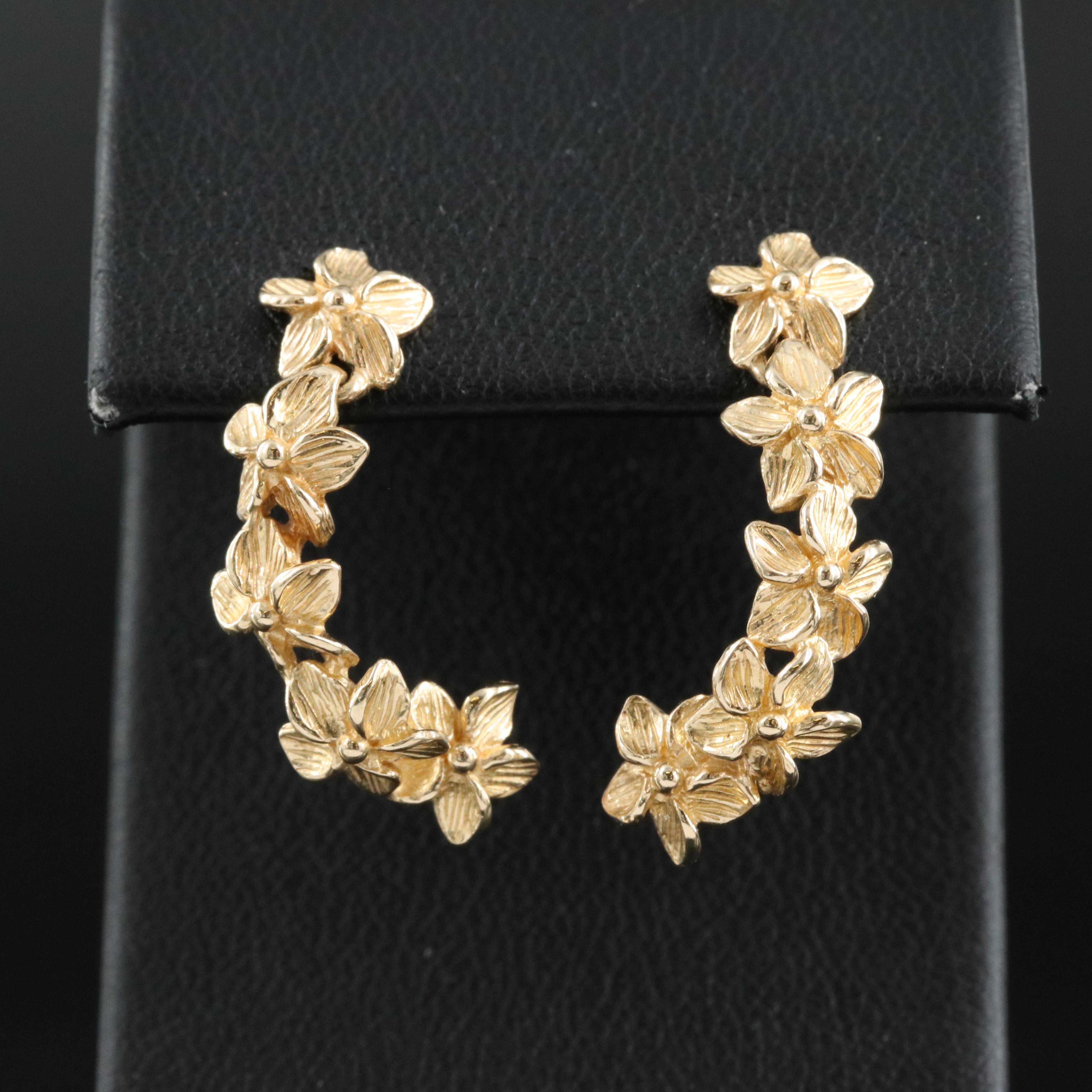 14K Plumeria Flower Earrings
