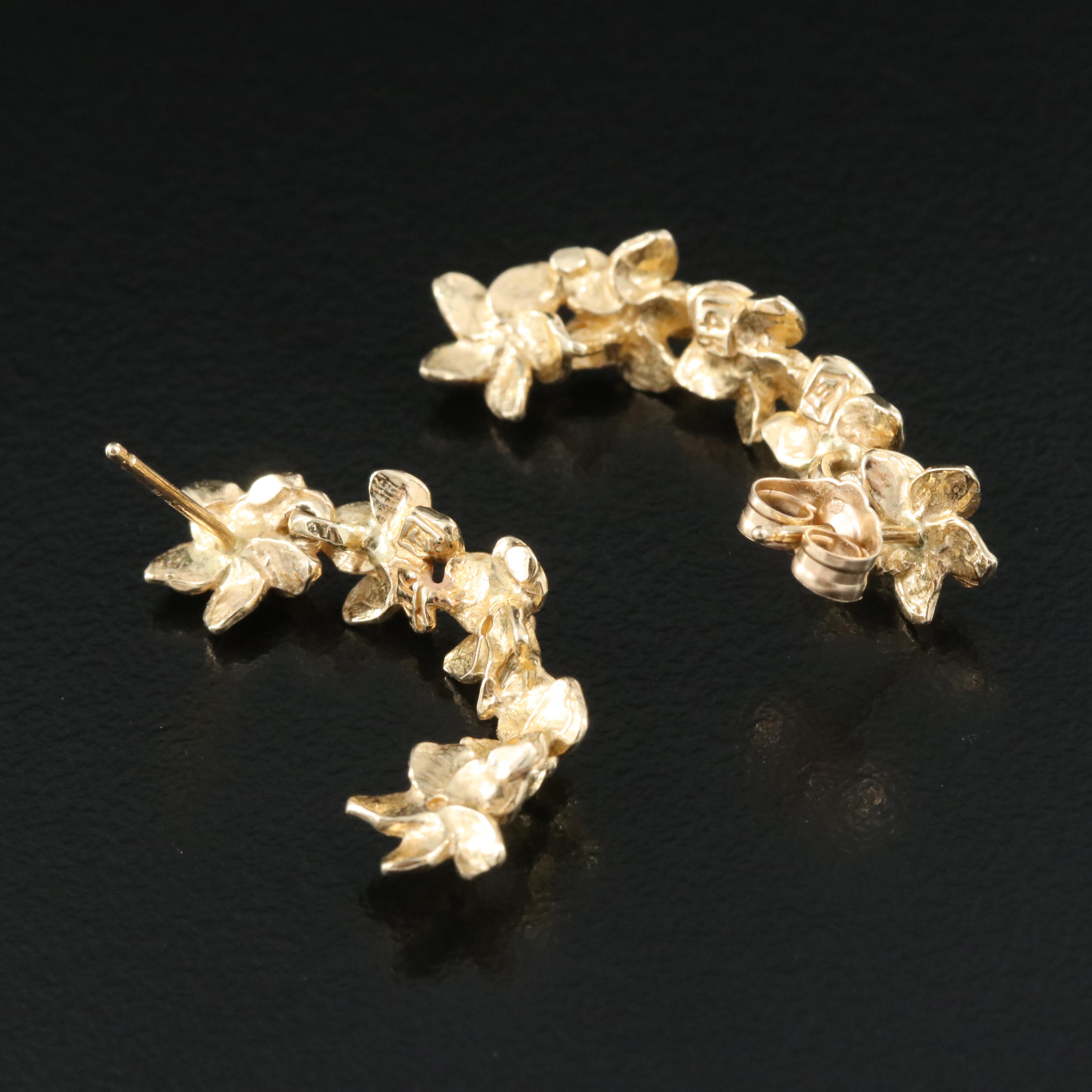 14K Plumeria Flower Earrings