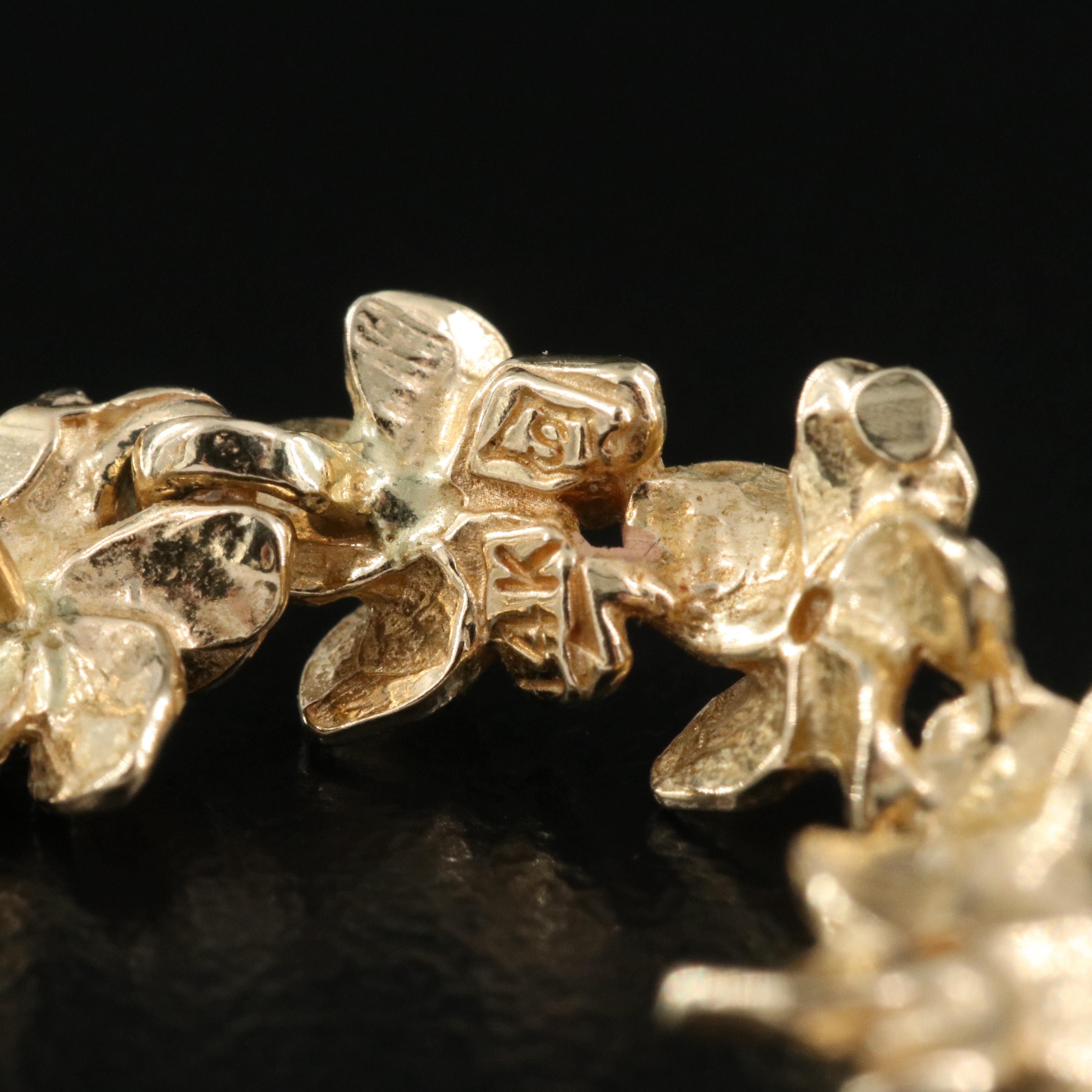 14K Plumeria Flower Earrings