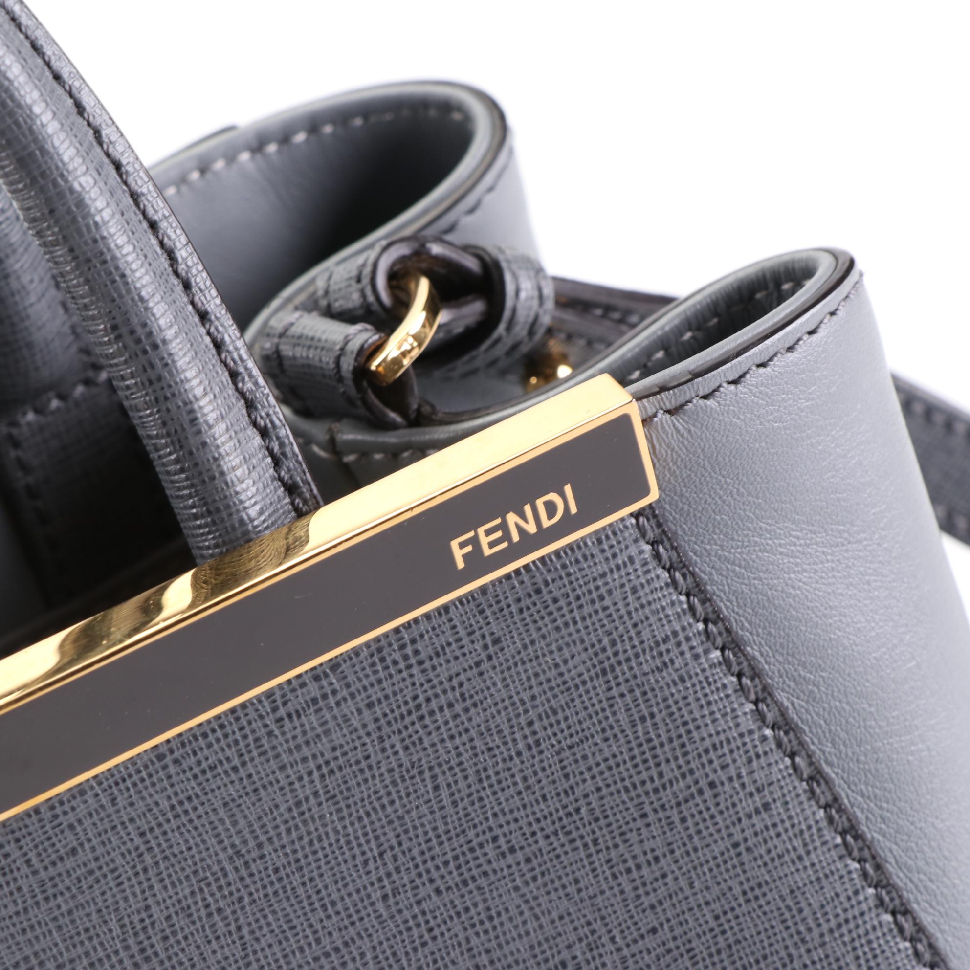 Fendi Petite Sac 2jours Elite Tote 8BH253 in Textured and Smooth Leather