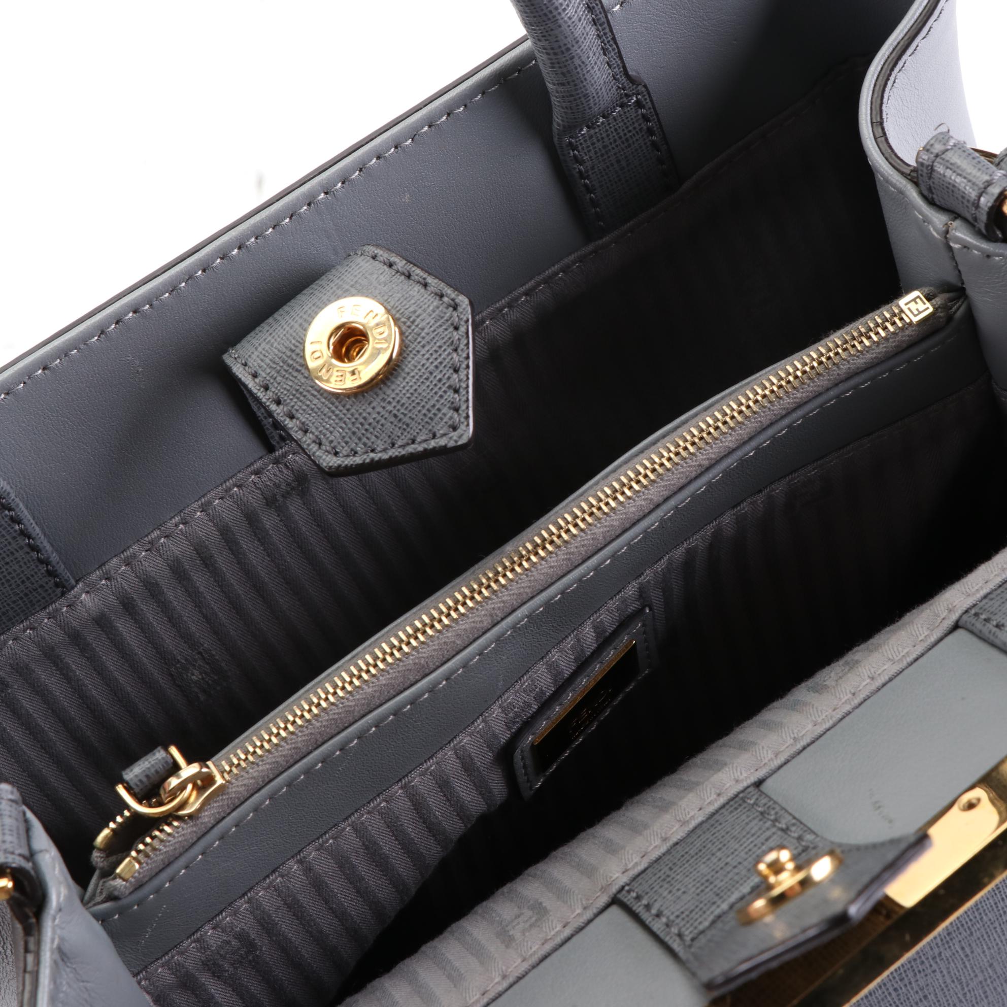 Fendi Petite Sac 2jours Elite Tote 8BH253 in Textured and Smooth Leather