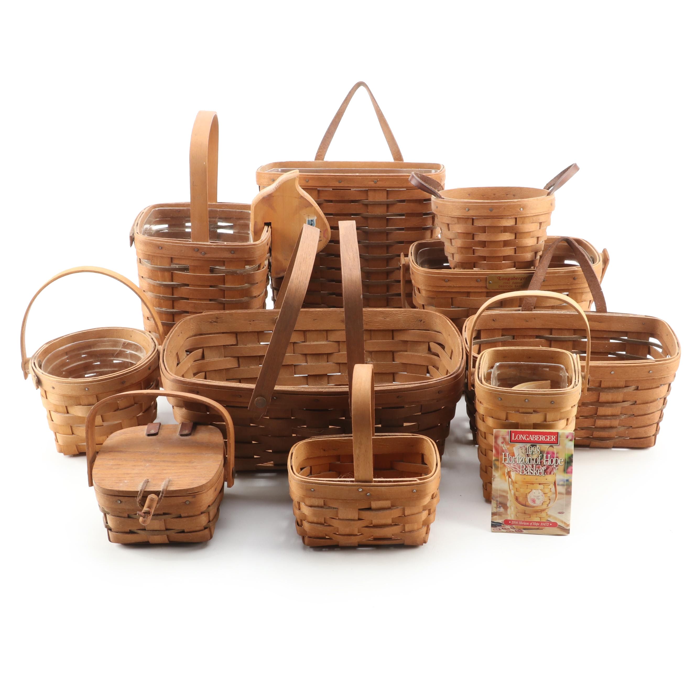 Longaberger 1998 "Horizon of Hope" Basket with Other Longaberger Baskets