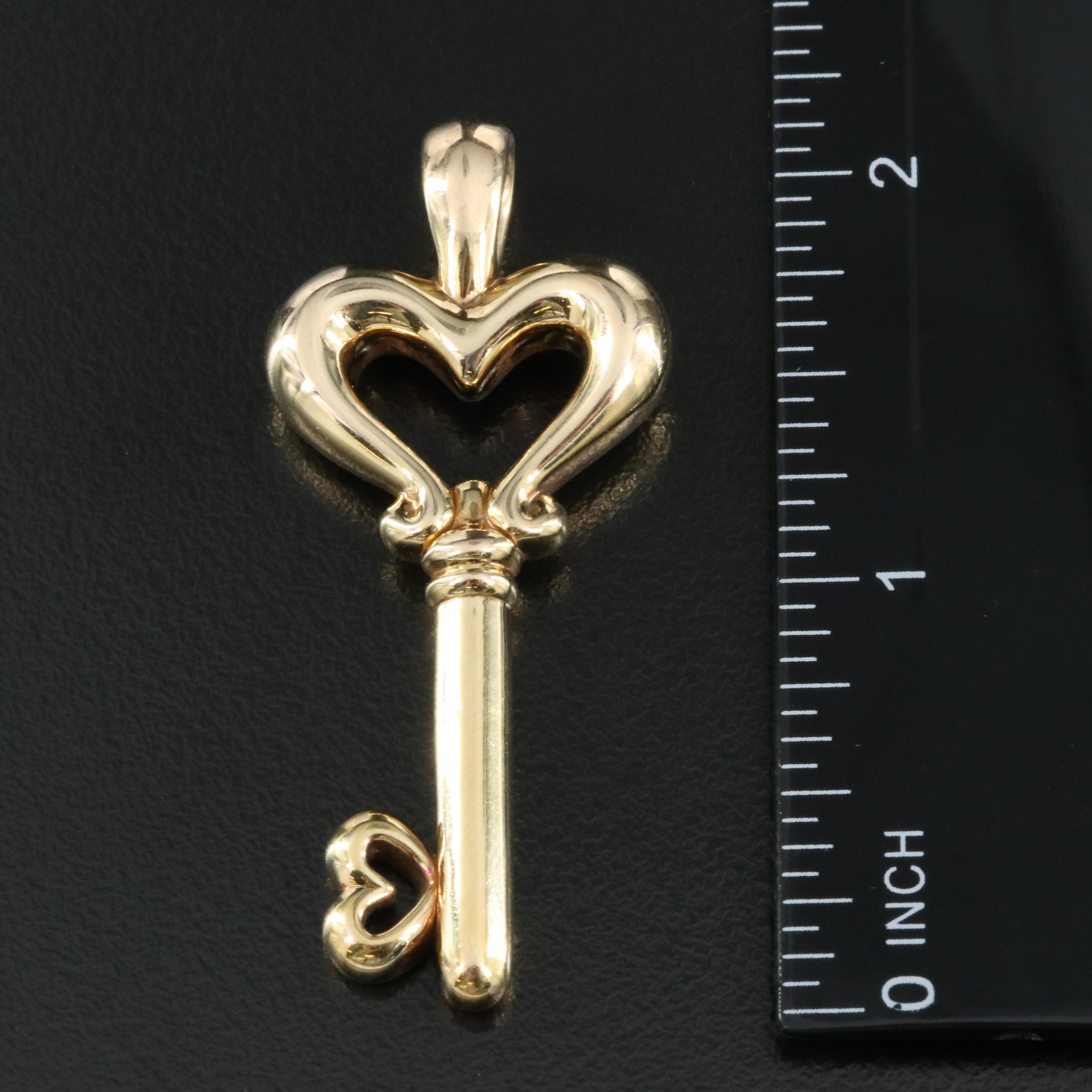 14K Heart Key Pendant