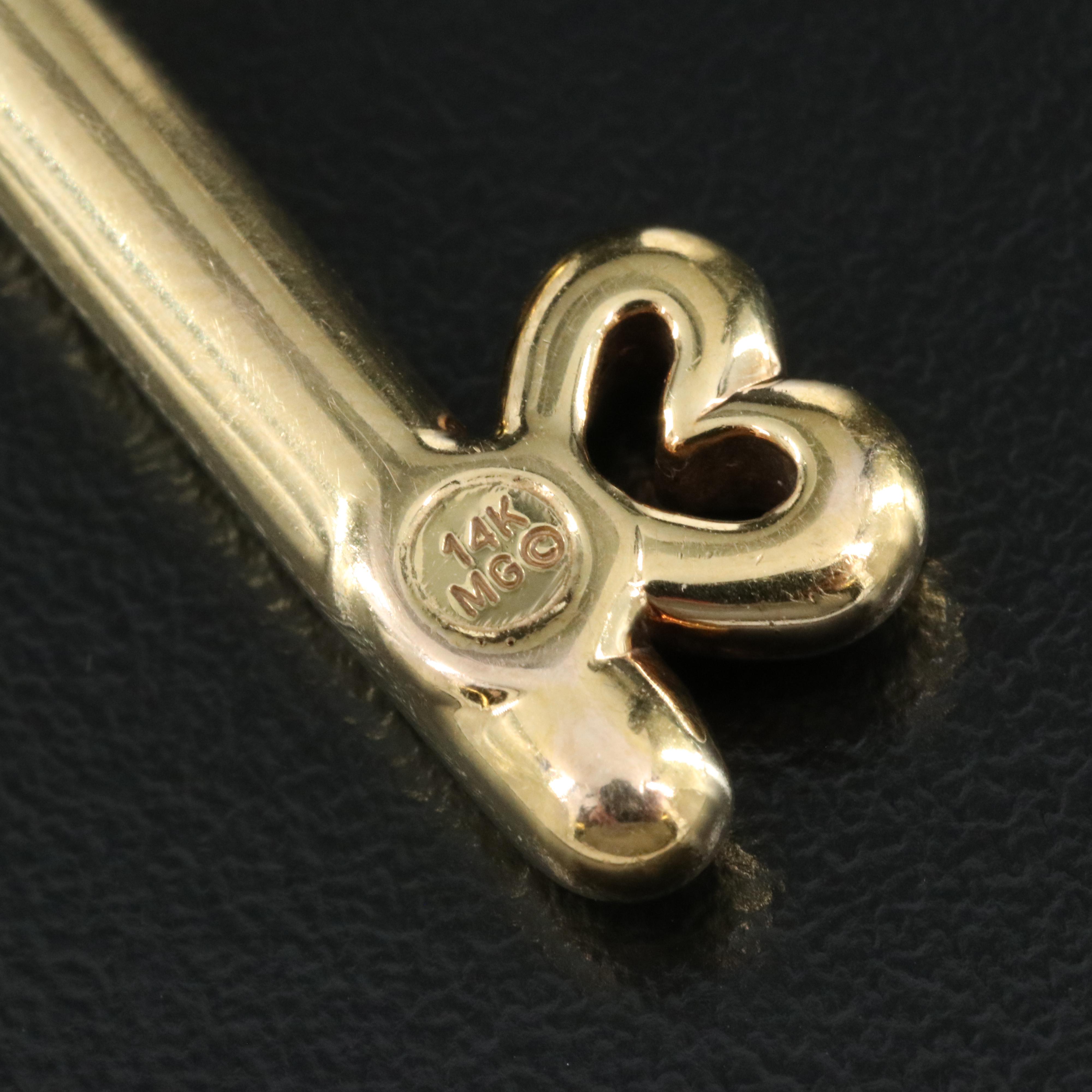 14K Heart Key Pendant