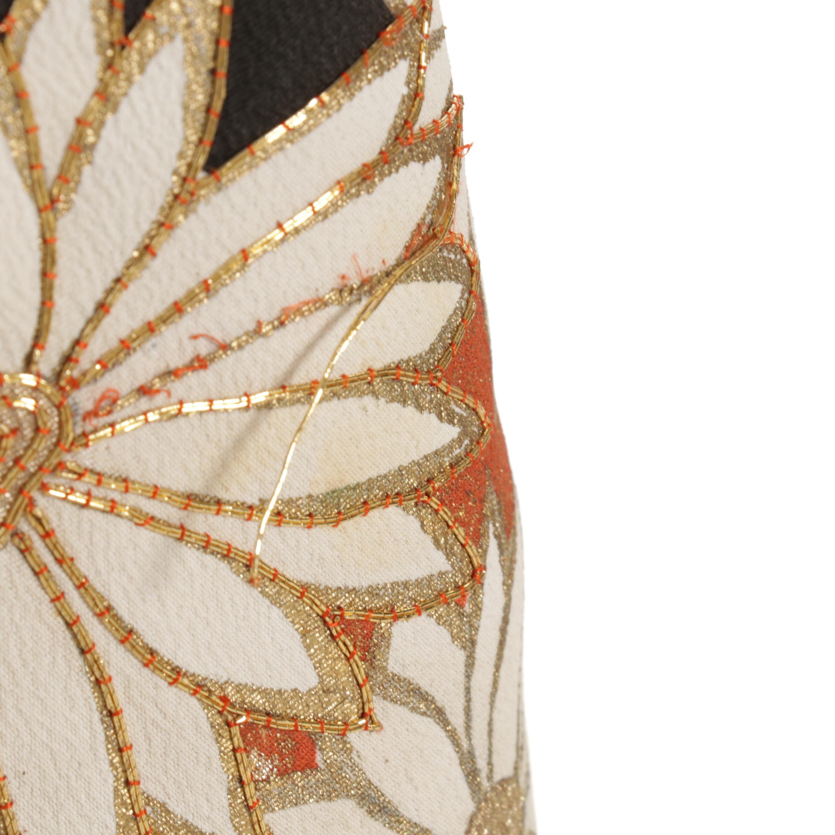 Five-Mon Kurotomesode Kimono with Hand-Embroidered Floral Details