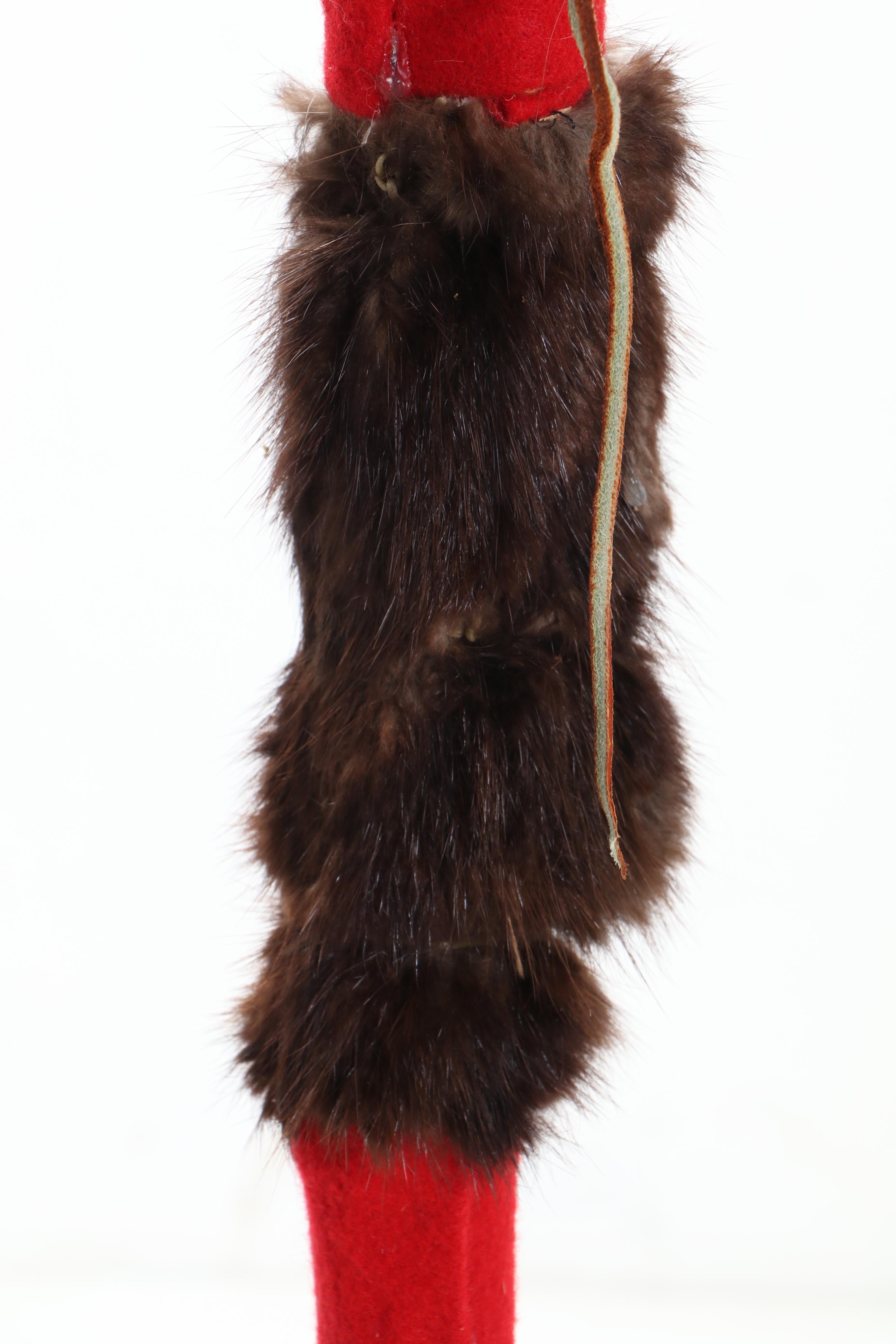 Native American Style Handmade Antler, Jawbone, Hoof and Mink War Staff on Stand