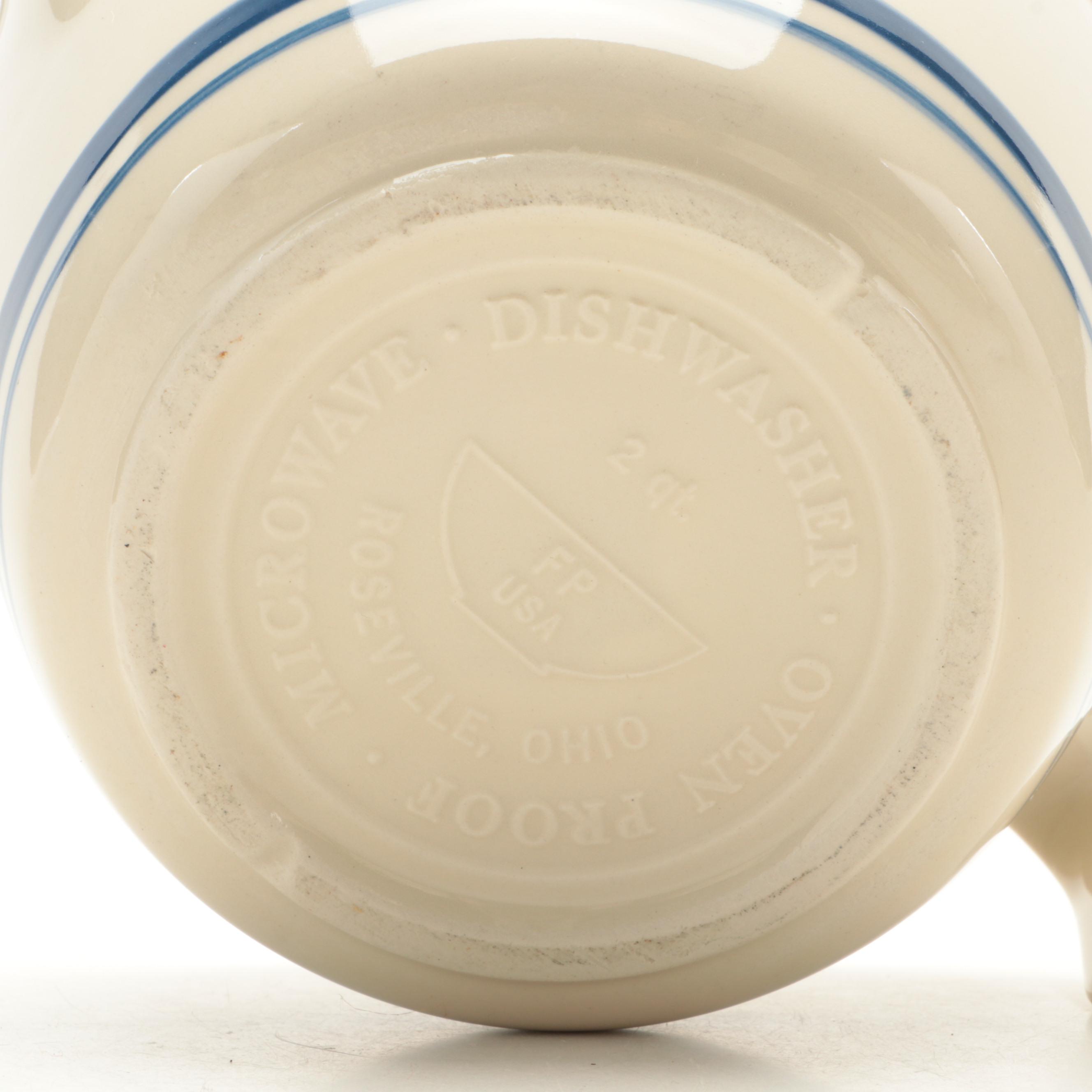 Friendship Pottery "Blue Stripe" and Robinson Ransbottom Stoneware Bakeware