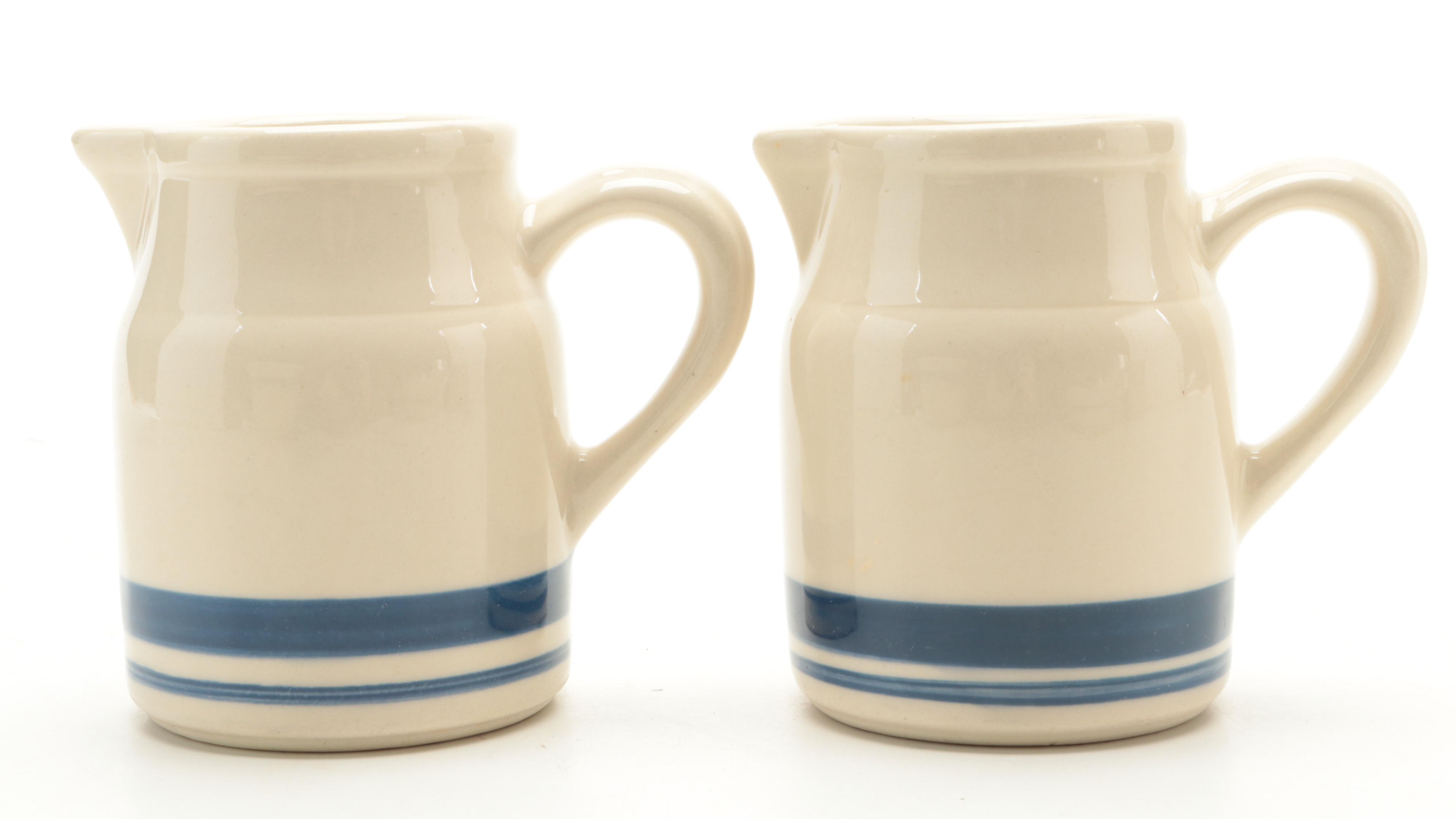 Friendship Pottery "Blue Stripe" and Robinson Ransbottom Stoneware Bakeware