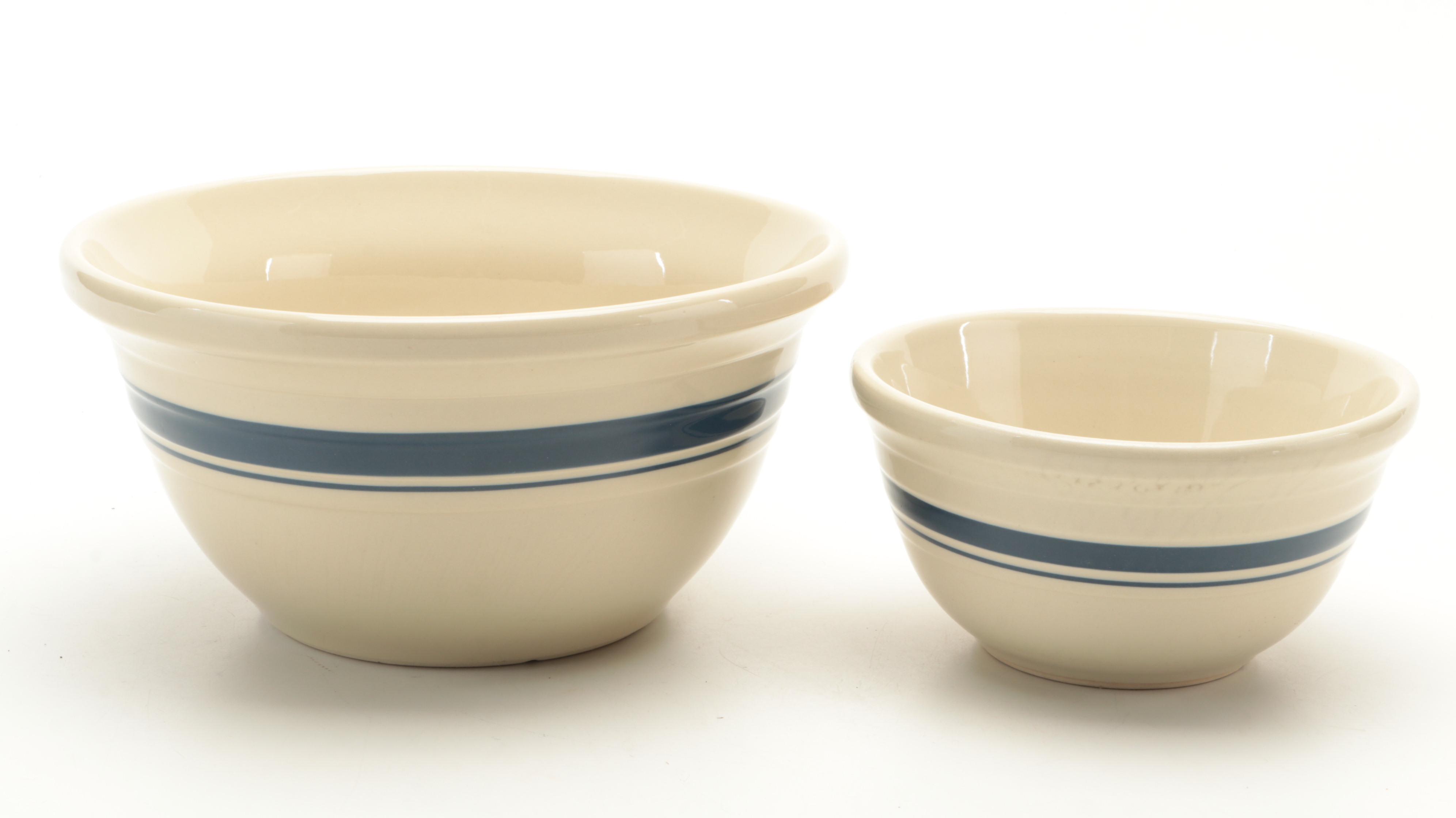 Friendship Pottery "Blue Stripe" and Robinson Ransbottom Stoneware Bakeware