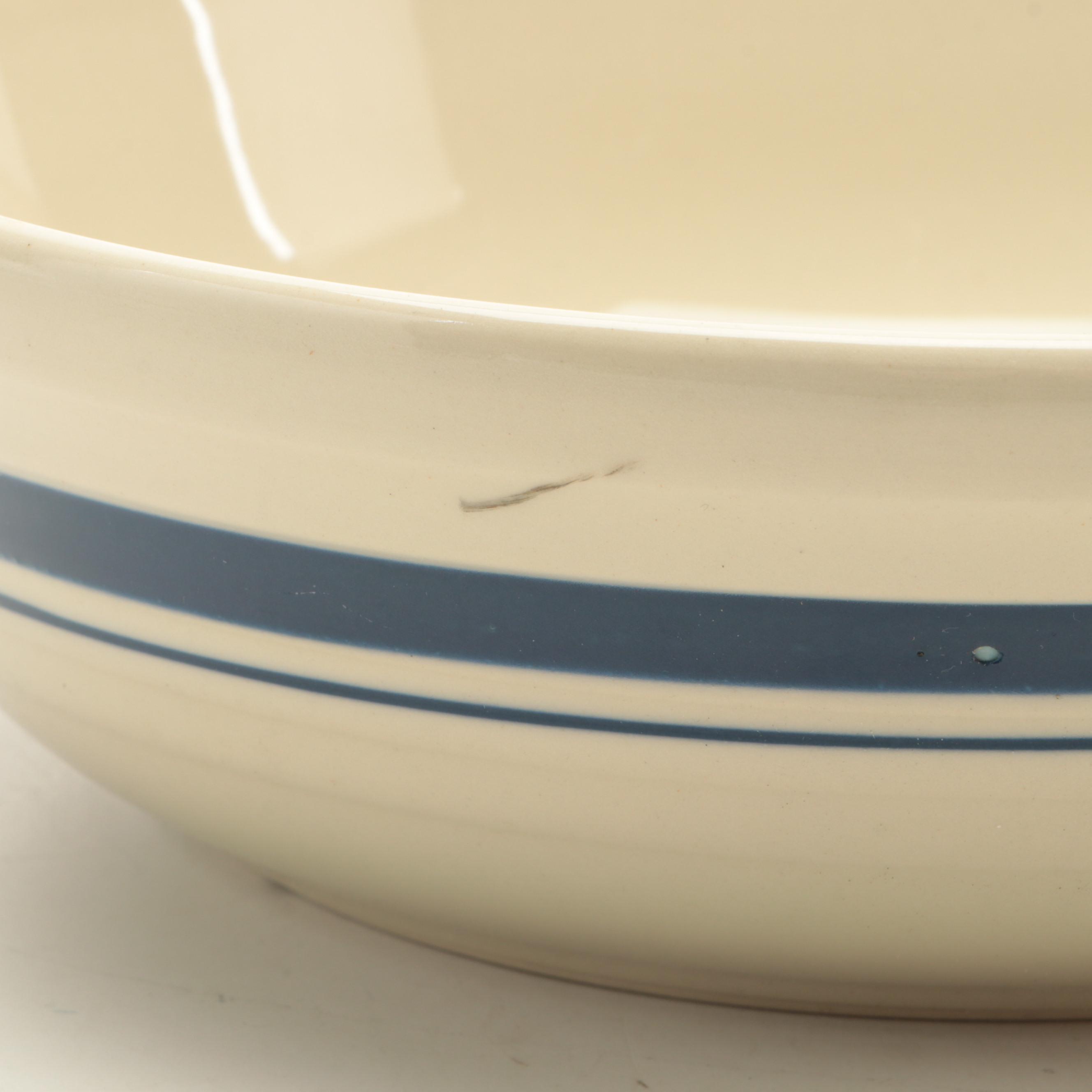 Friendship Pottery "Blue Stripe" and Robinson Ransbottom Stoneware Bakeware
