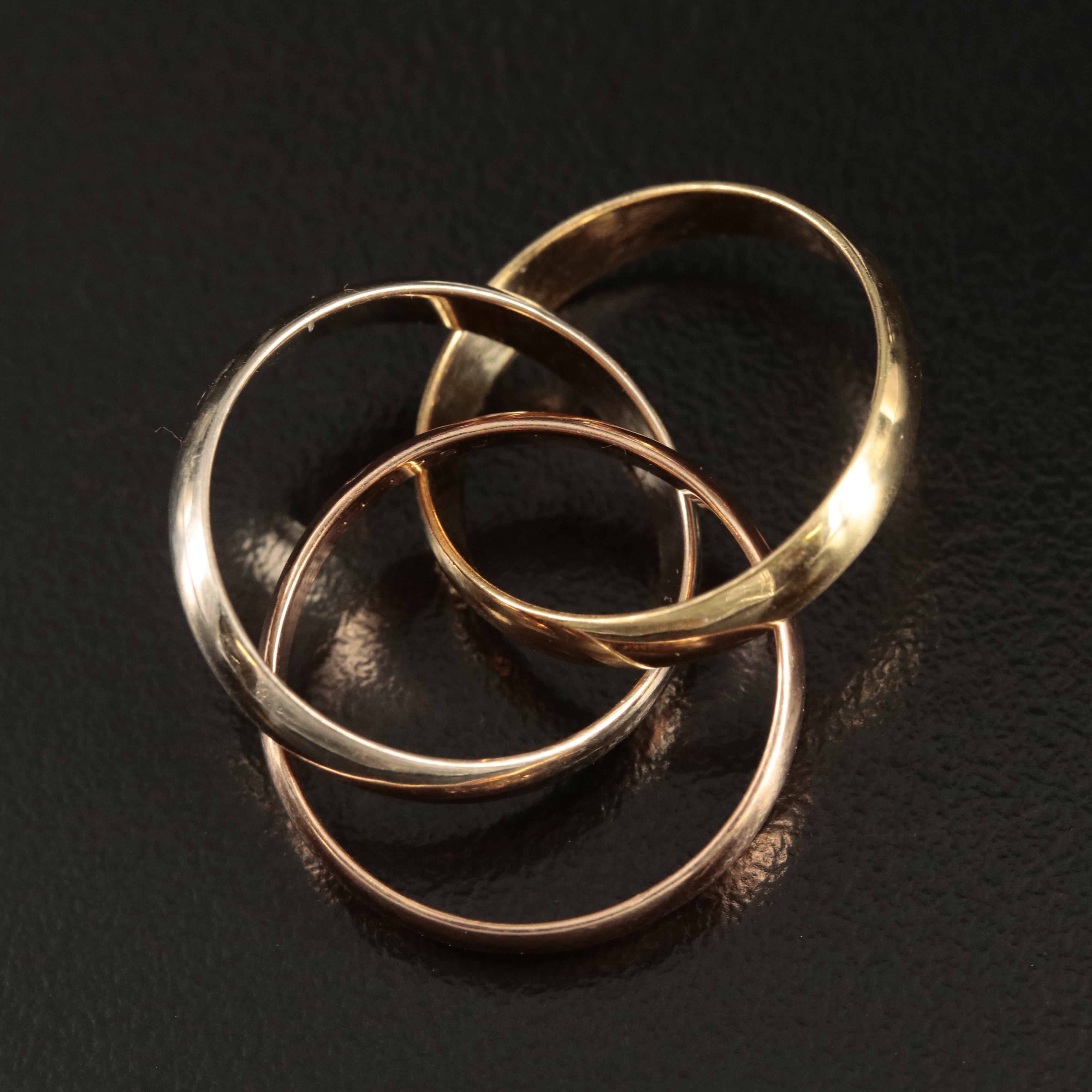 Cartier "Les de Must" Trinity 18K Tri-Color Gold Rolling Ring