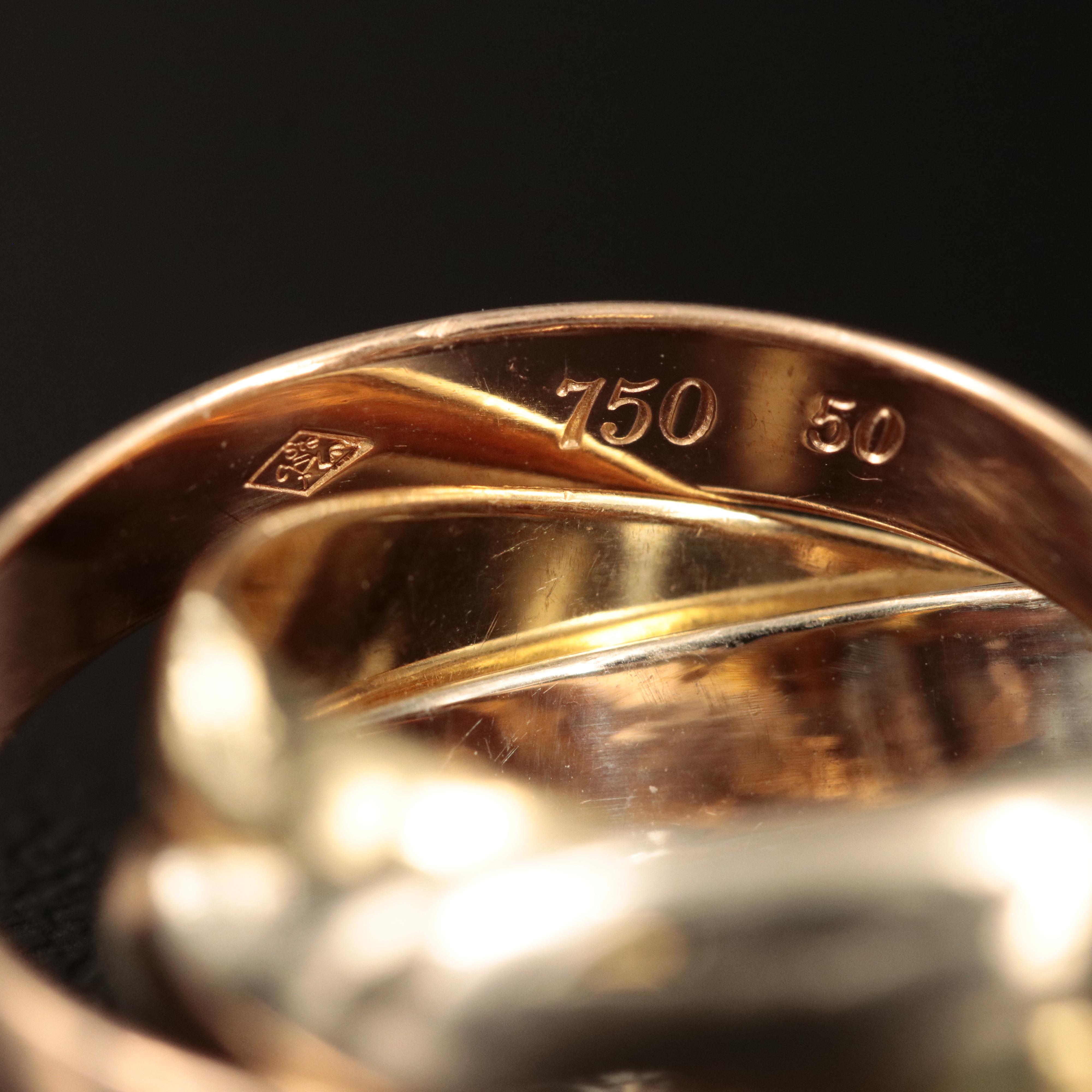 Cartier "Les de Must" Trinity 18K Tri-Color Gold Rolling Ring