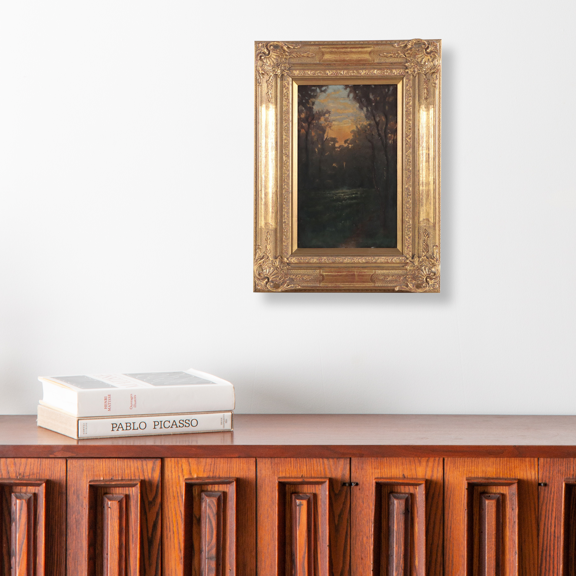 Tonalist Landscape Oil Painting "Dark Trees in Glade," Circa 1900