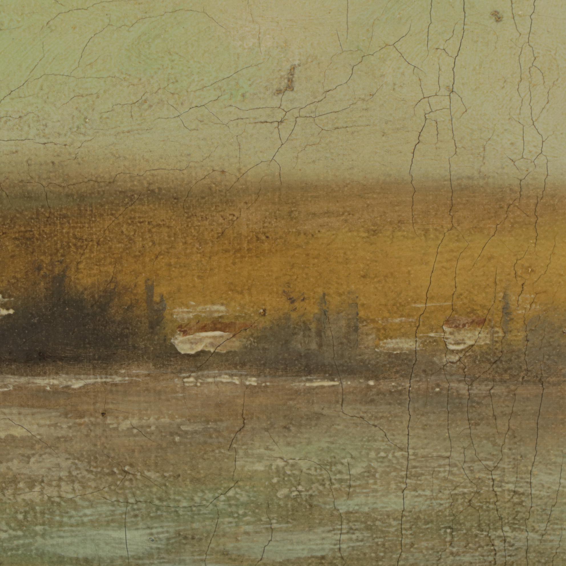 Landscape Oil Painting of Rainbow on Waterfall, Circa 1900