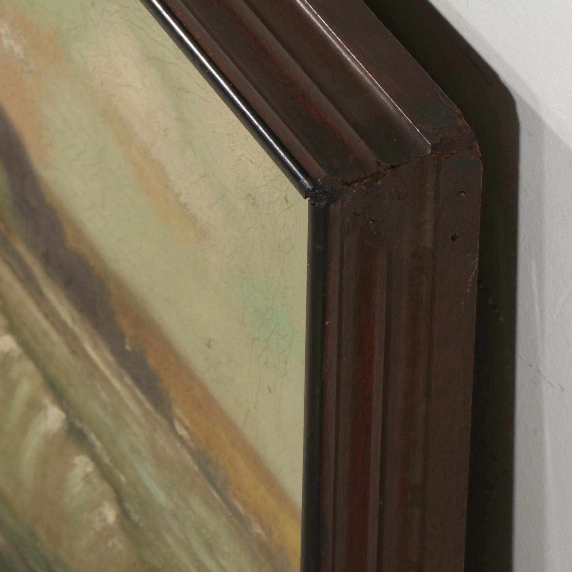 Landscape Oil Painting of Rainbow on Waterfall, Circa 1900