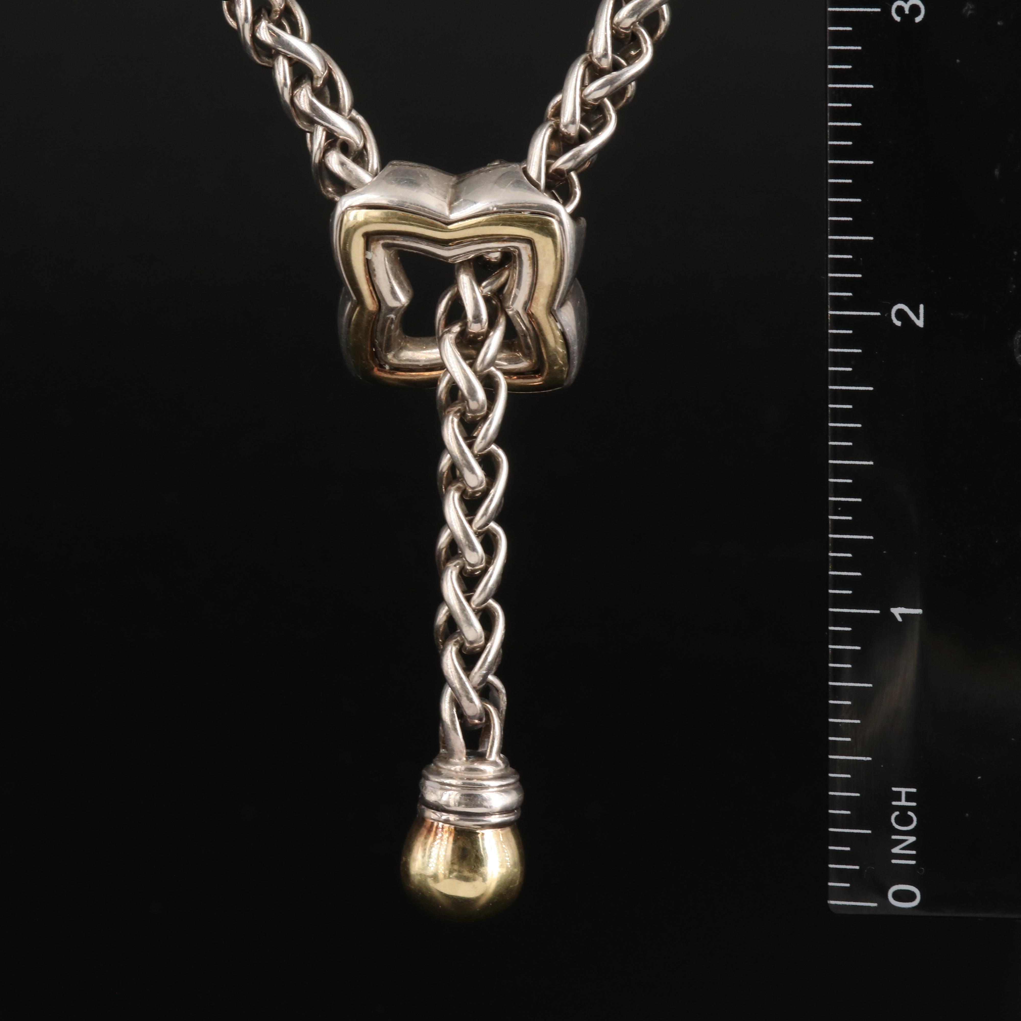 David Yurman Sterling Quatrefoil Lariat with 18K Accents
