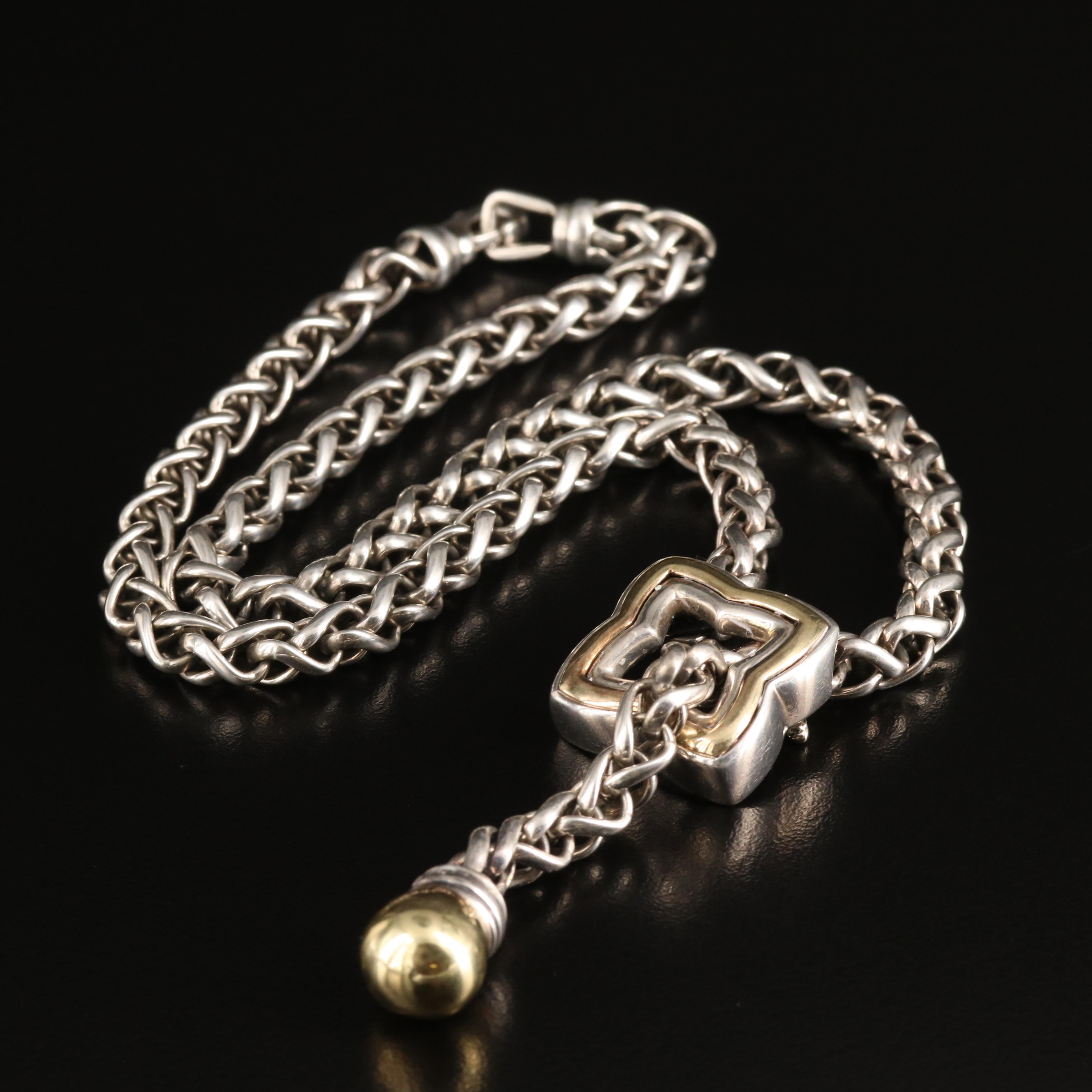David Yurman Sterling Quatrefoil Lariat with 18K Accents