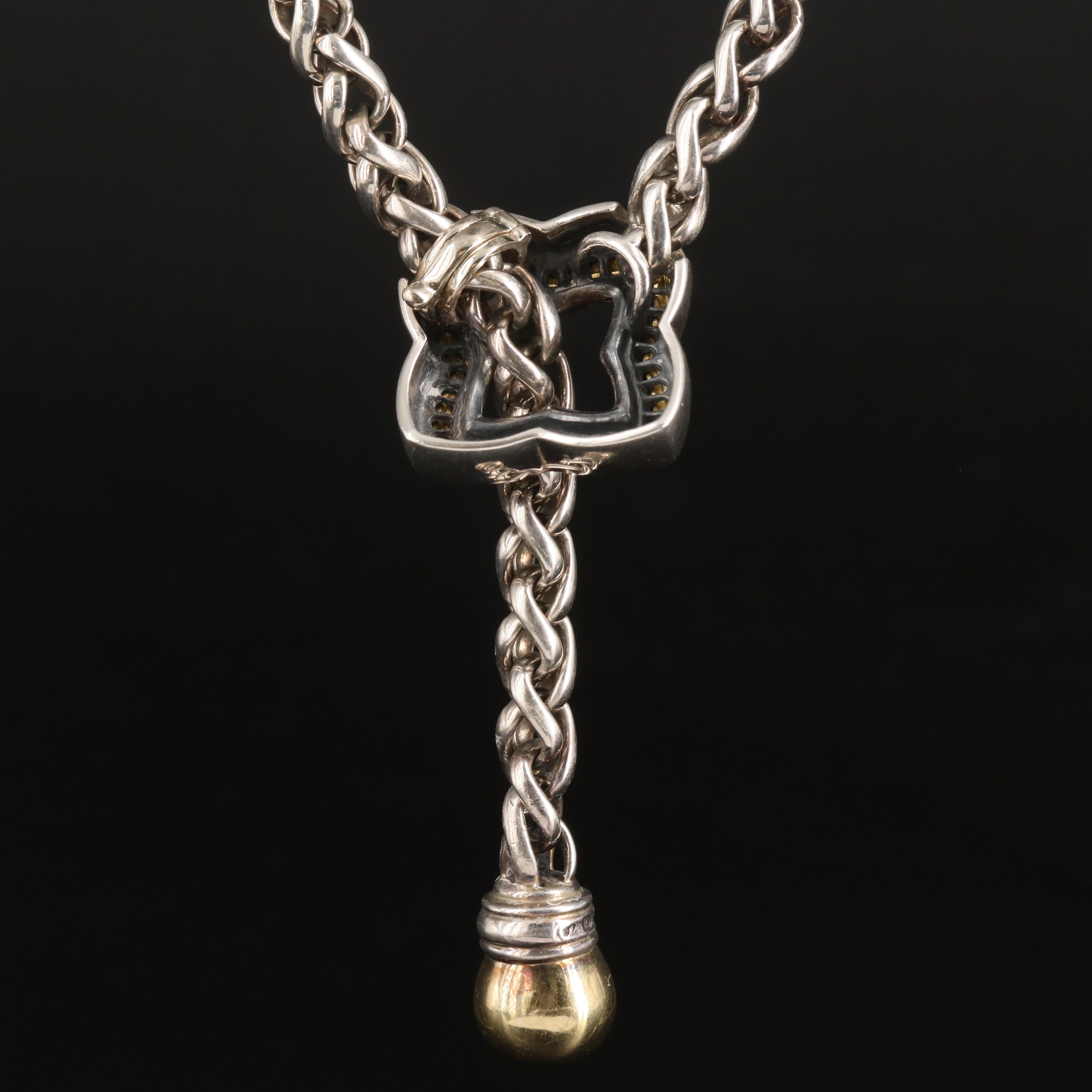 David Yurman Sterling Quatrefoil Lariat with 18K Accents