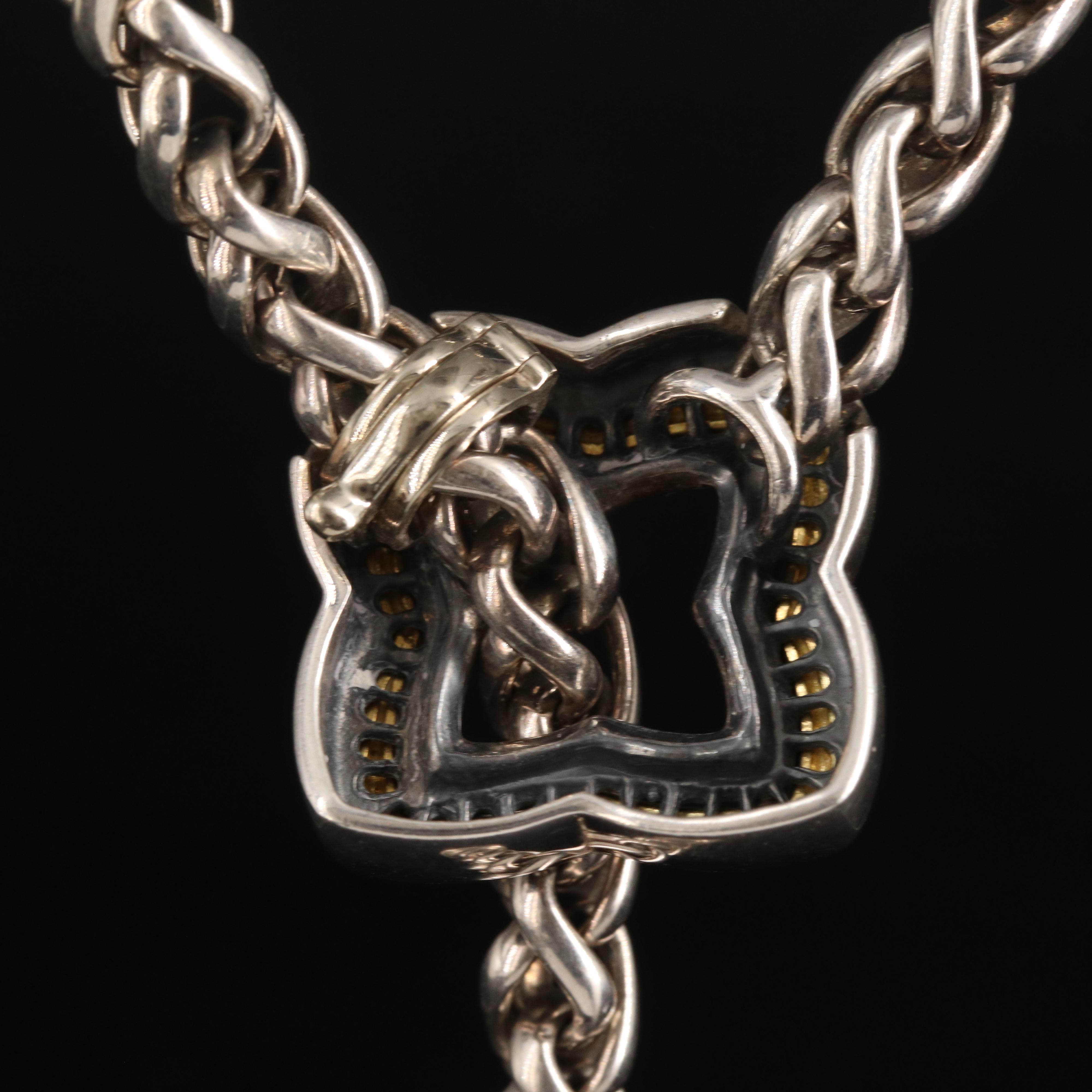 David Yurman Sterling Quatrefoil Lariat with 18K Accents