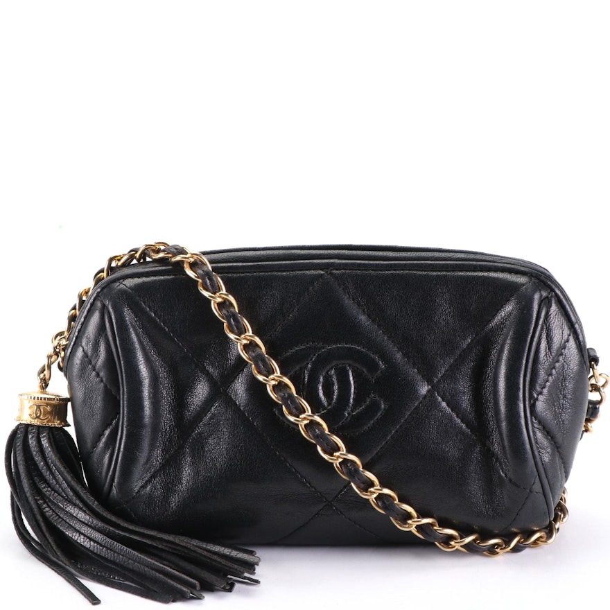 Chanel Mini Barrel Bag in Quilted Lambskin with Tassel